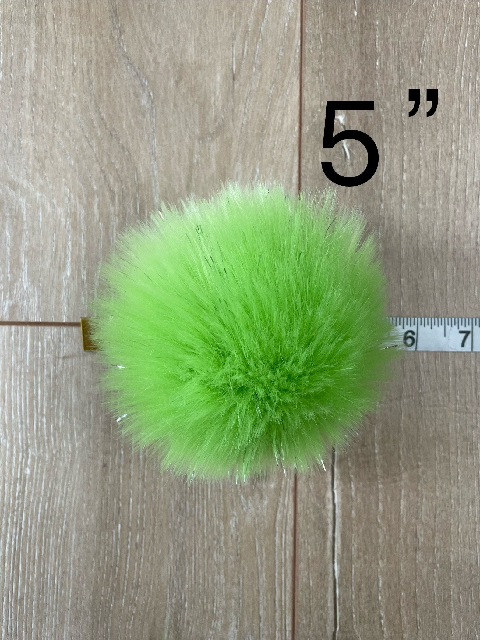 Lime tinsel faux fur Pom Pom