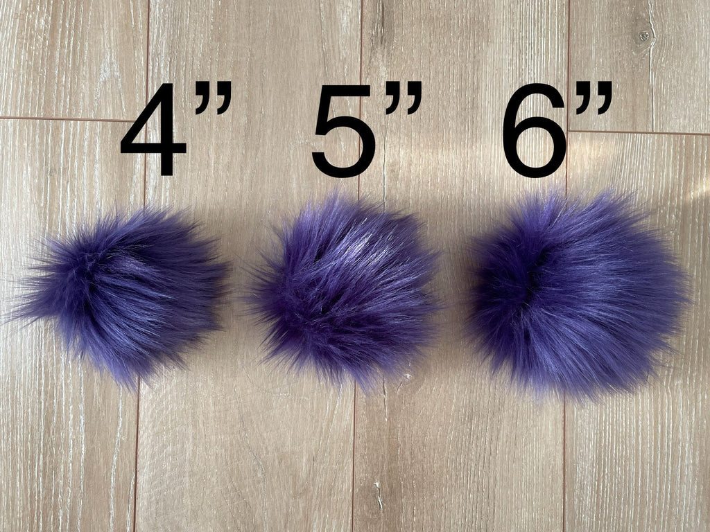 Eggplant faux fur Pom Pom