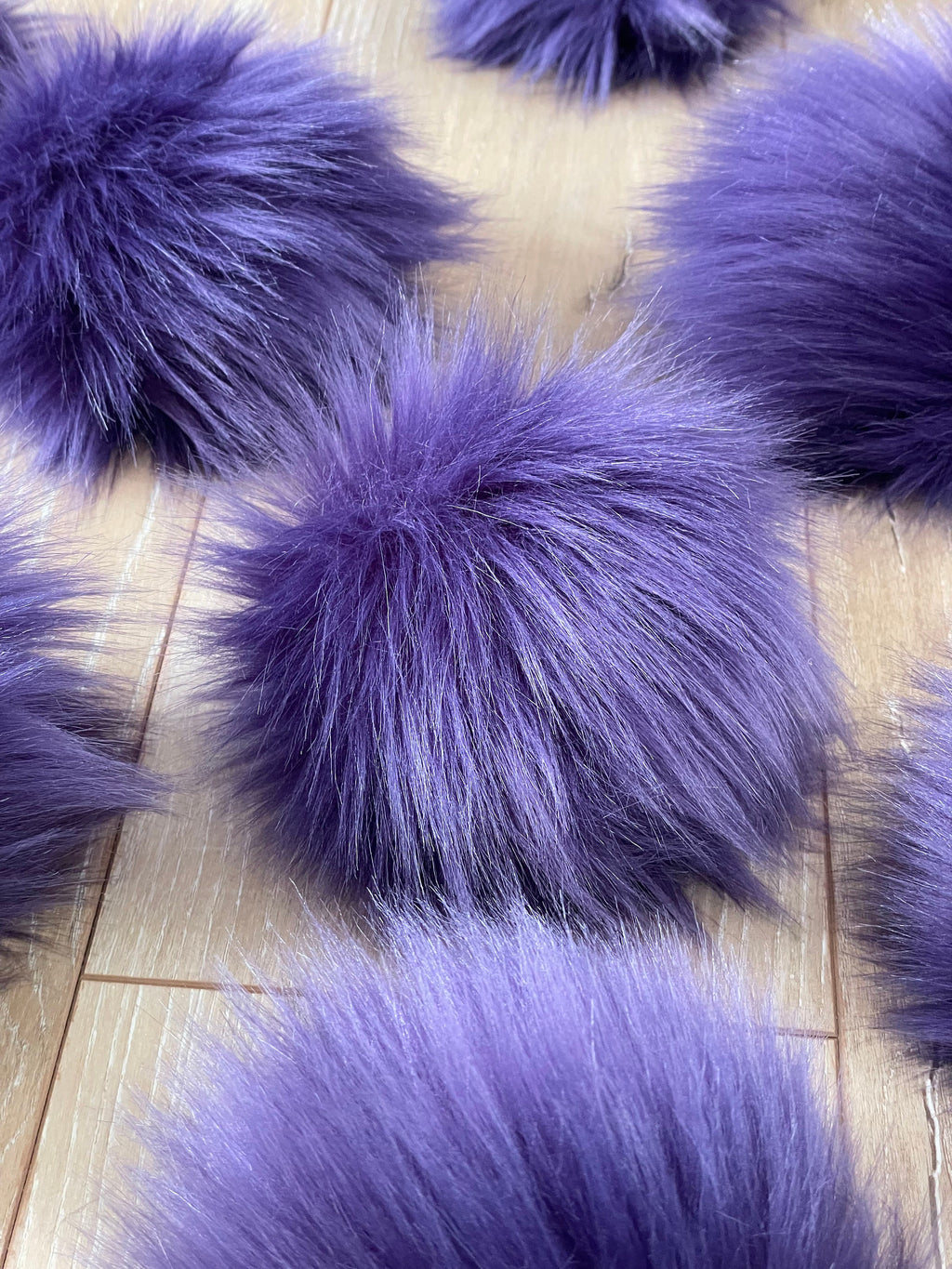 Eggplant faux fur Pom Pom