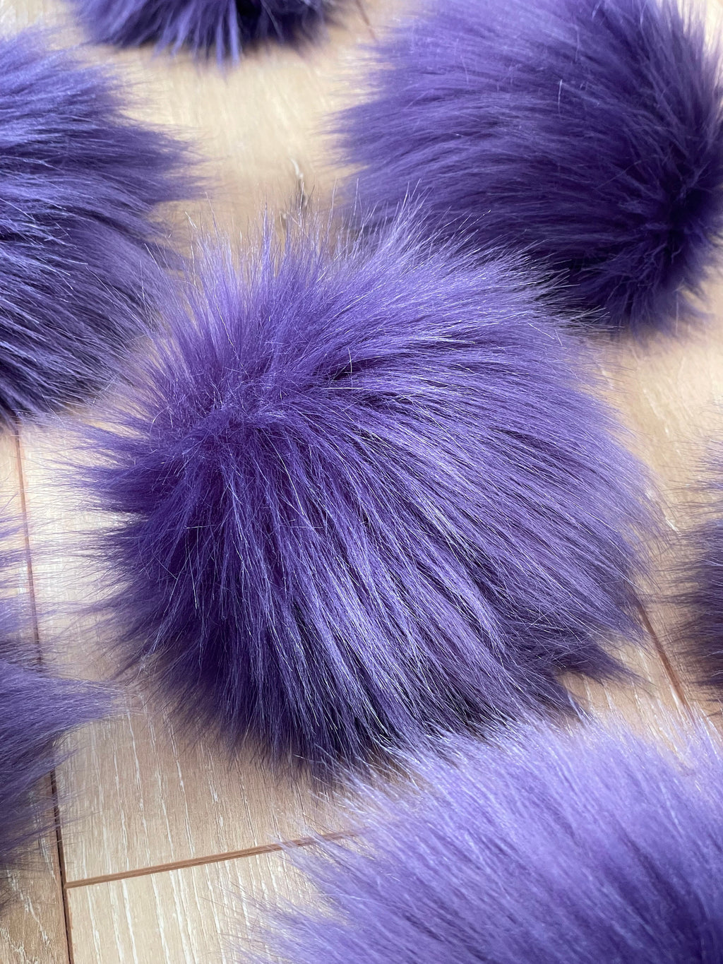 Eggplant faux fur Pom Pom