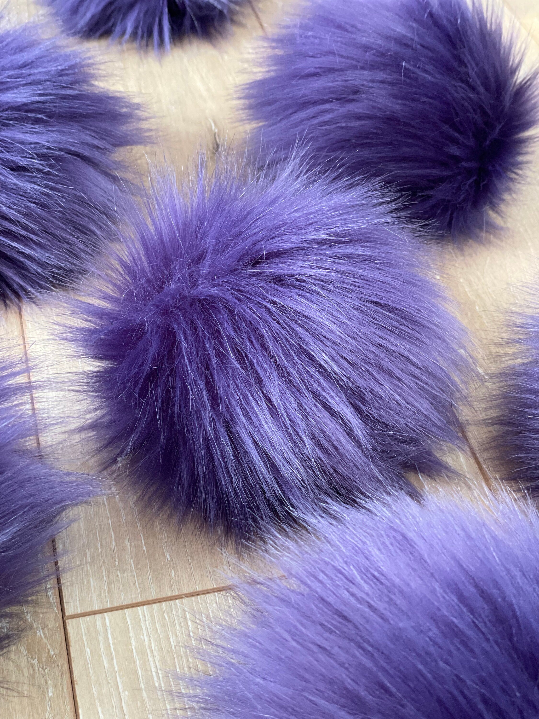 Eggplant faux fur Pom Pom