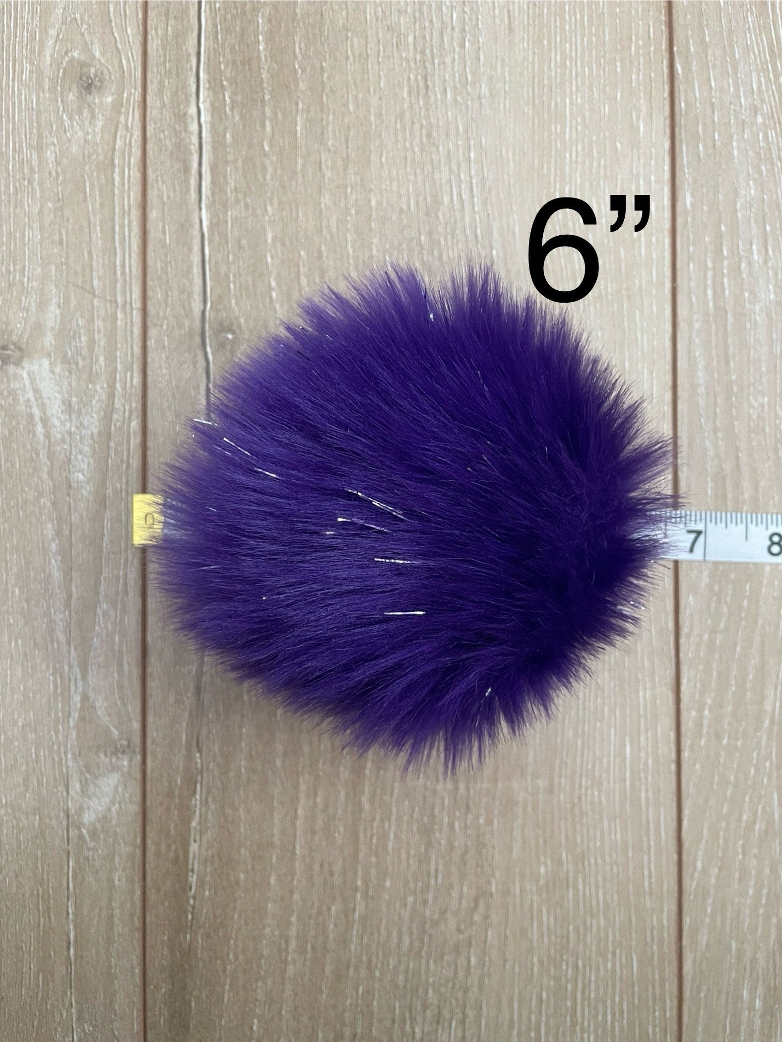 Purple tinsel faux fur Pom