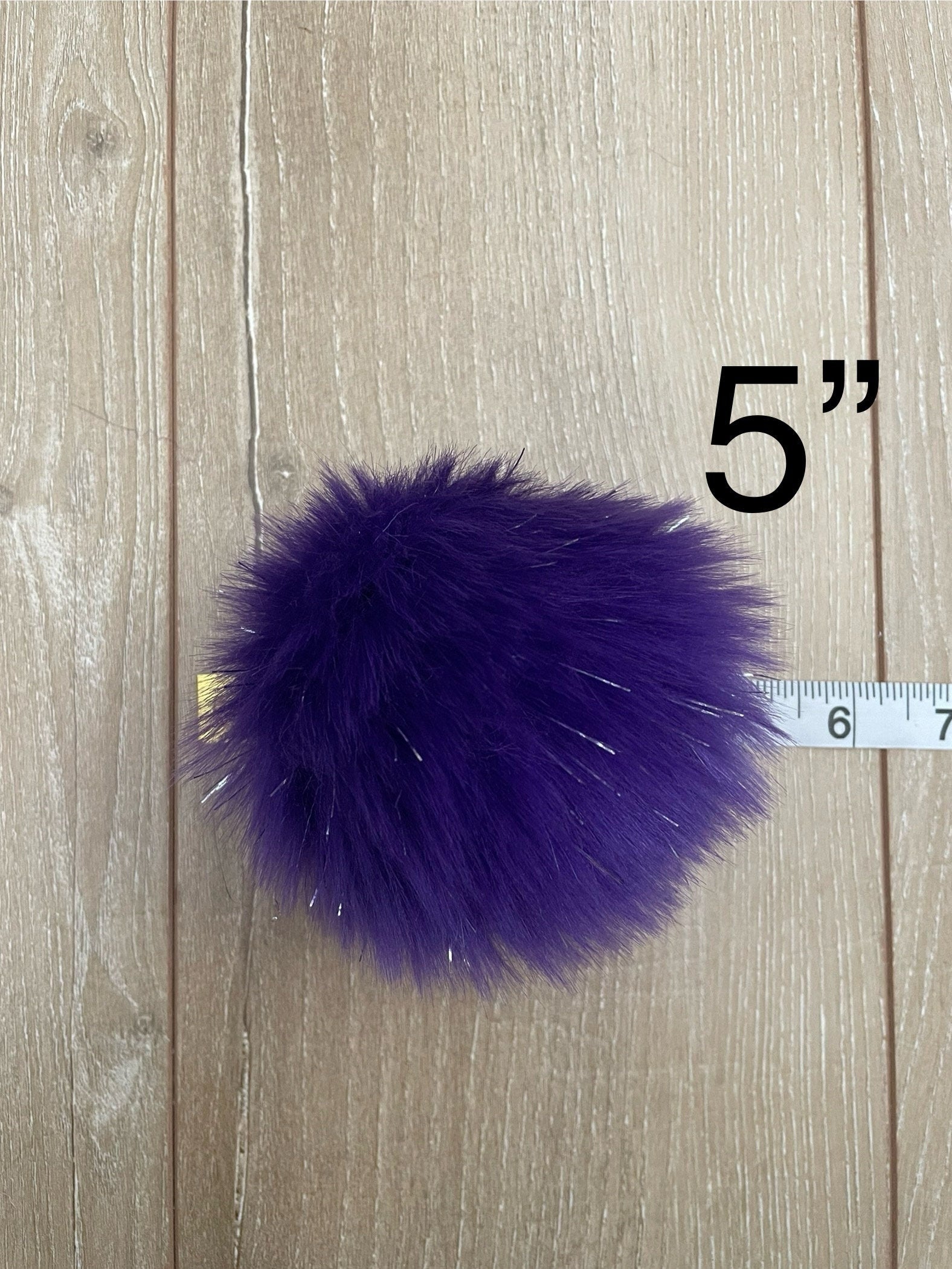Purple tinsel faux fur Pom