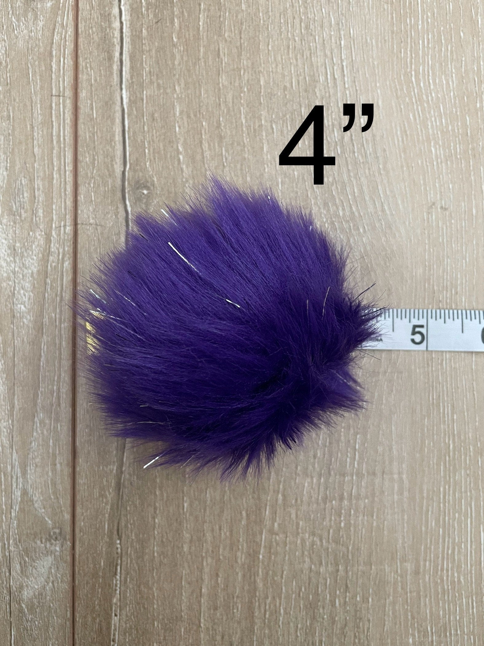 Purple tinsel faux fur Pom