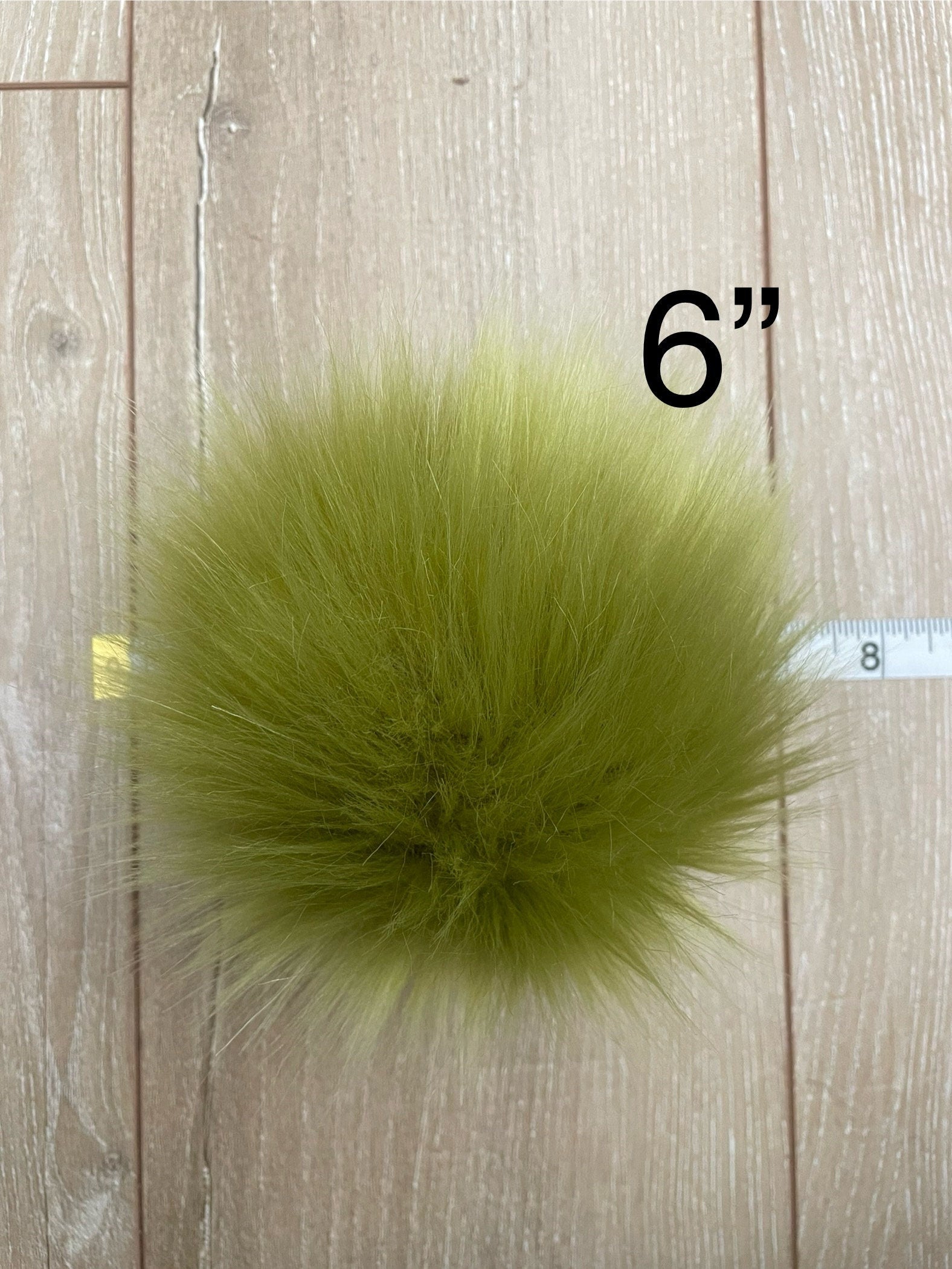 Olive faux fur Pom Pom