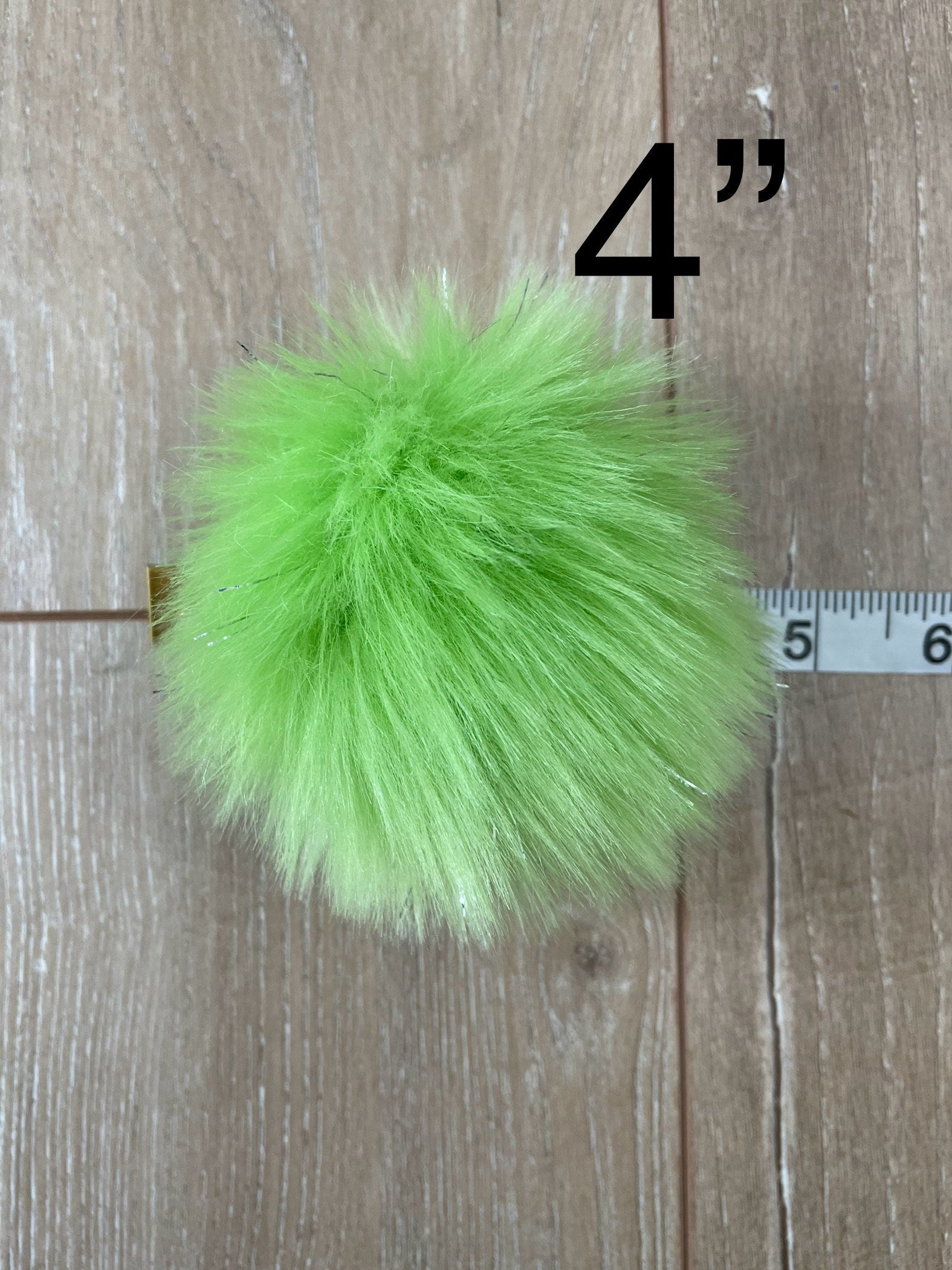 Lime tinsel faux fur Pom Pom
