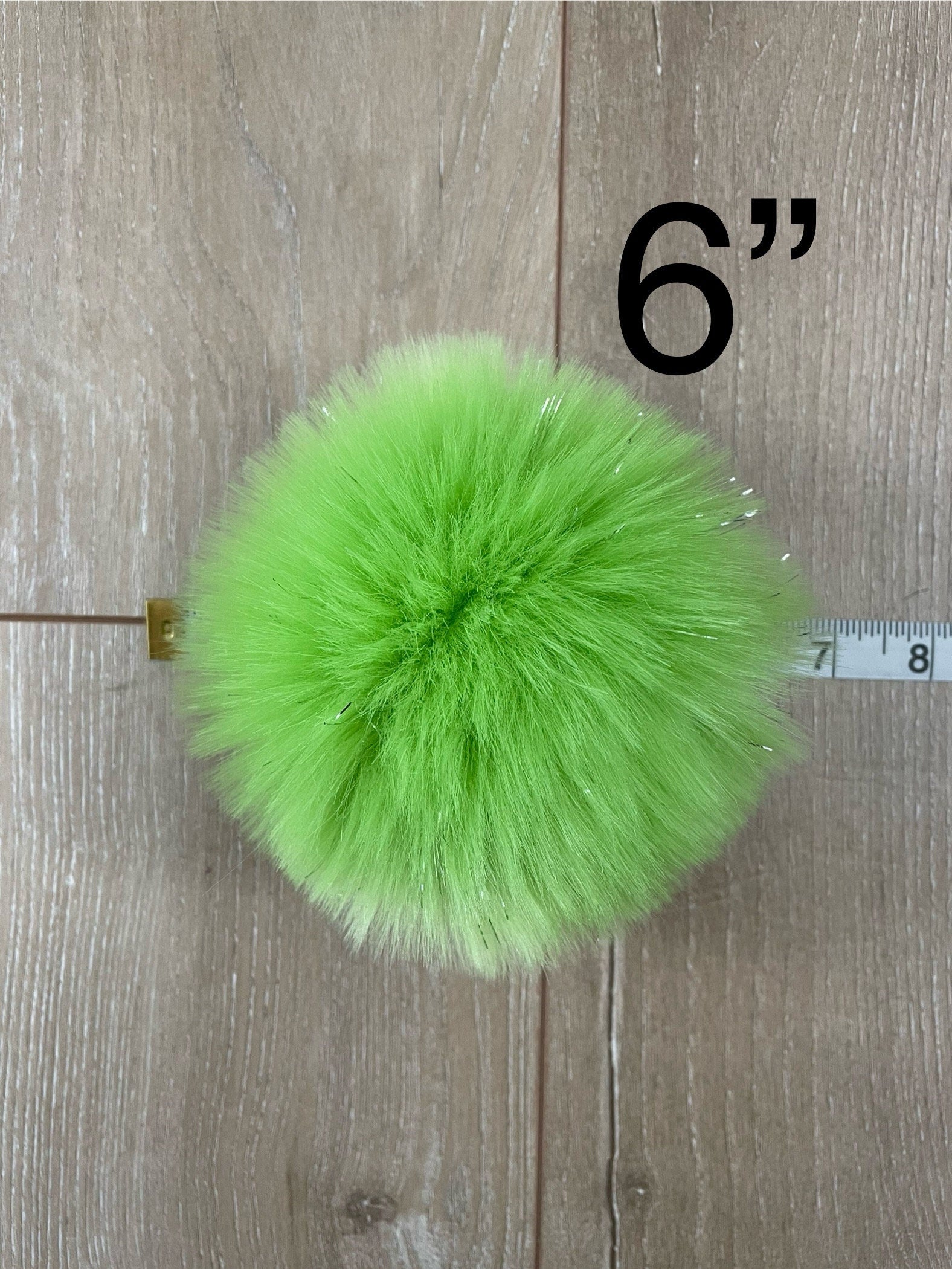 Lime tinsel faux fur Pom Pom