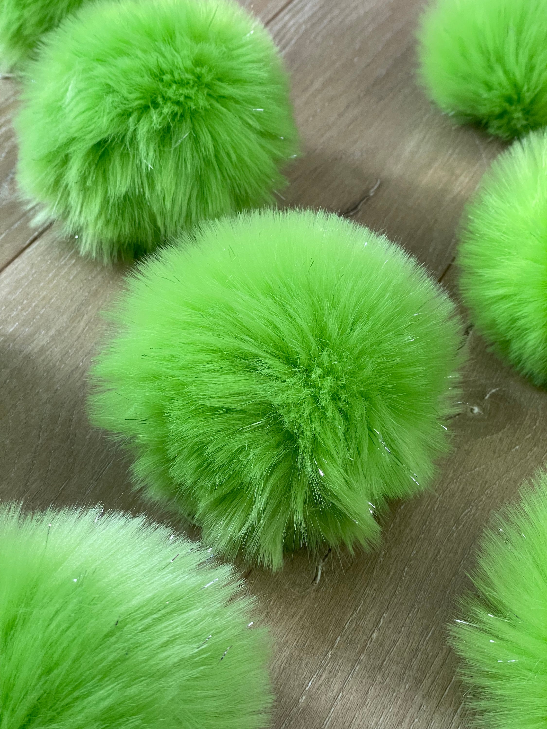 Lime tinsel faux fur Pom Pom