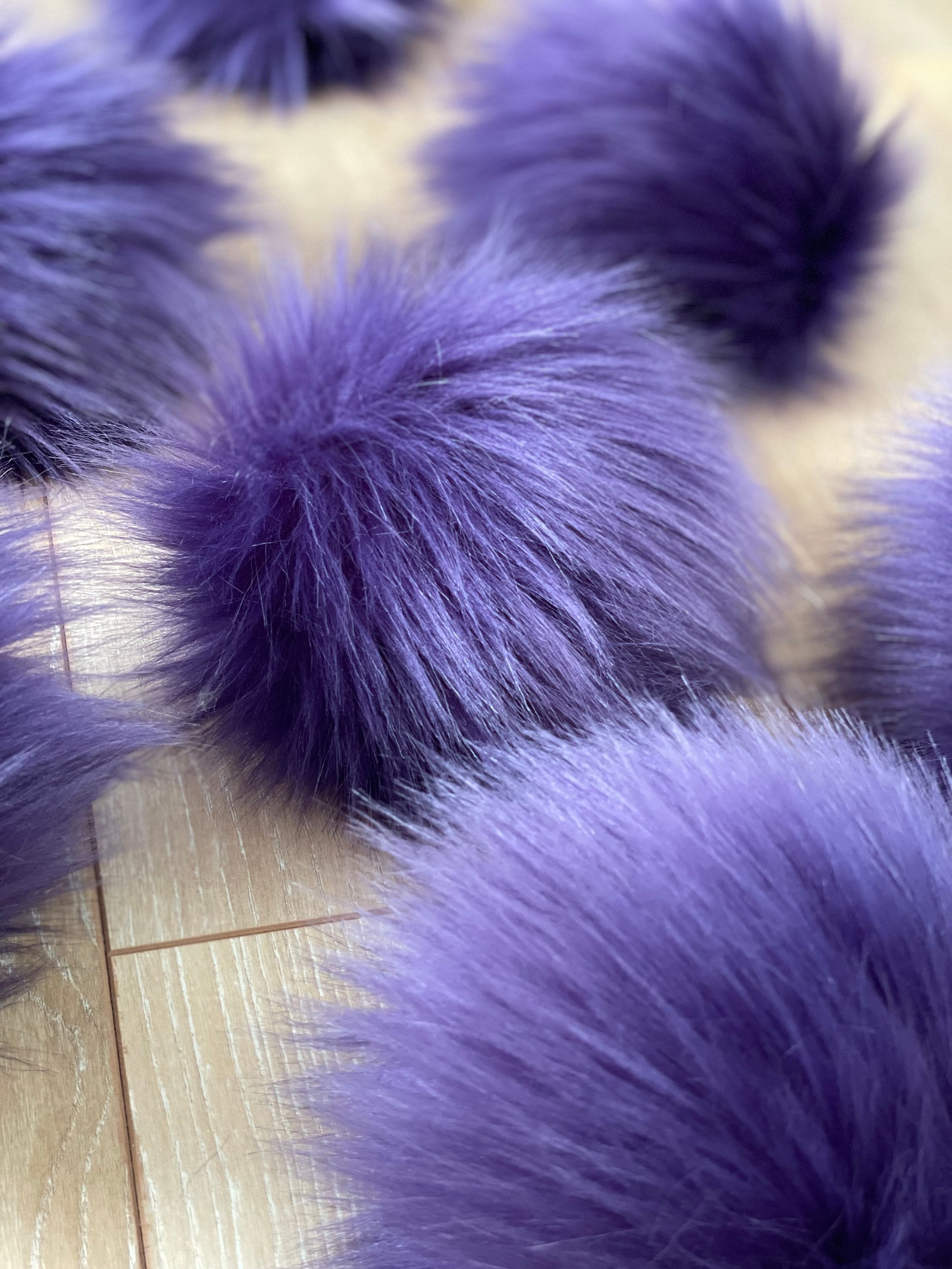 Eggplant faux fur Pom Pom