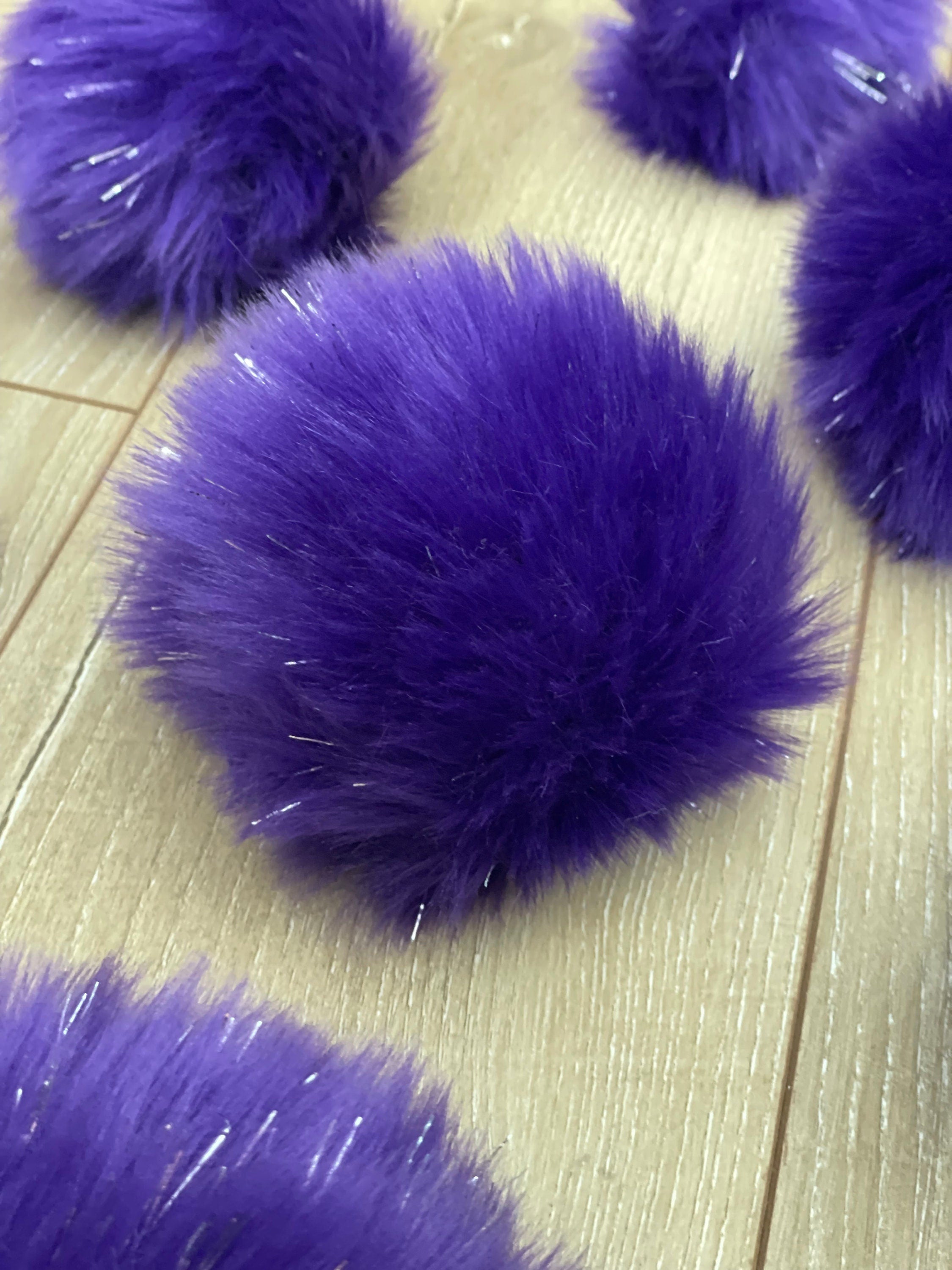 Purple tinsel faux fur Pom
