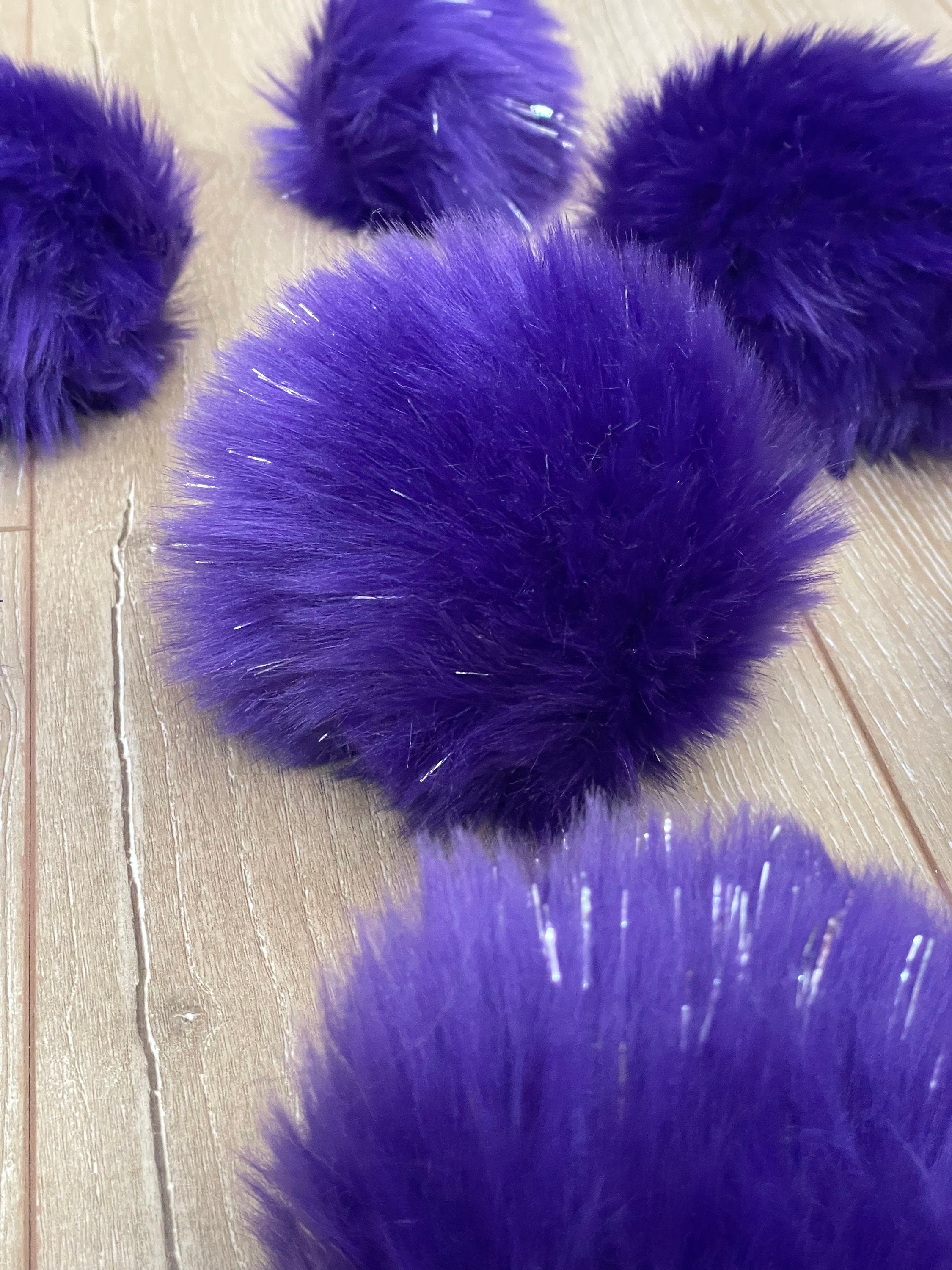 Purple tinsel faux fur Pom