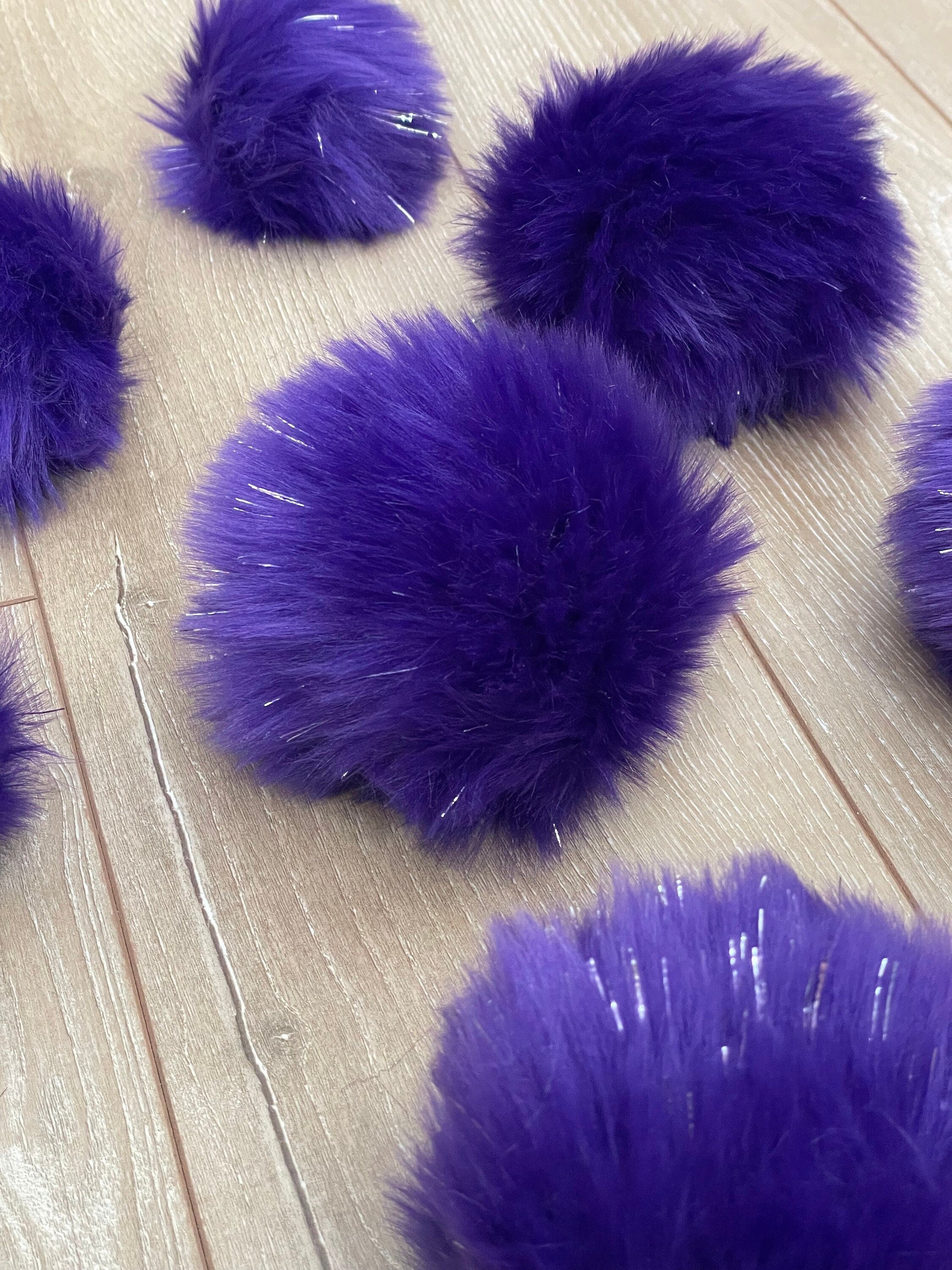Purple tinsel faux fur Pom