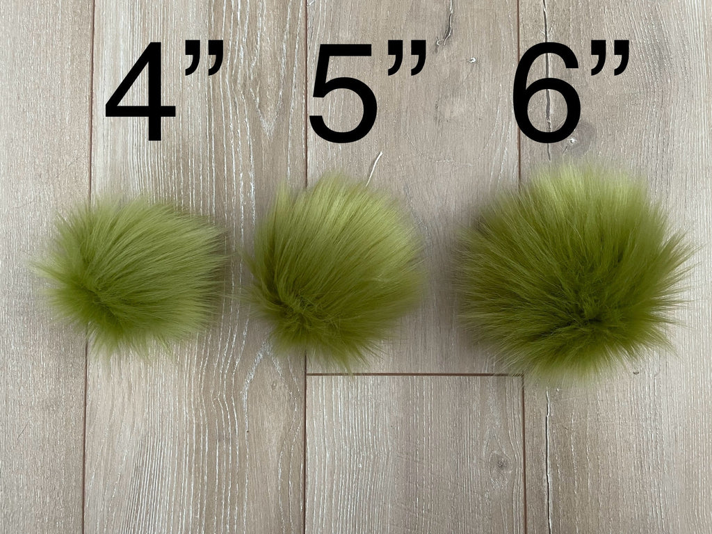 Olive faux fur Pom Pom