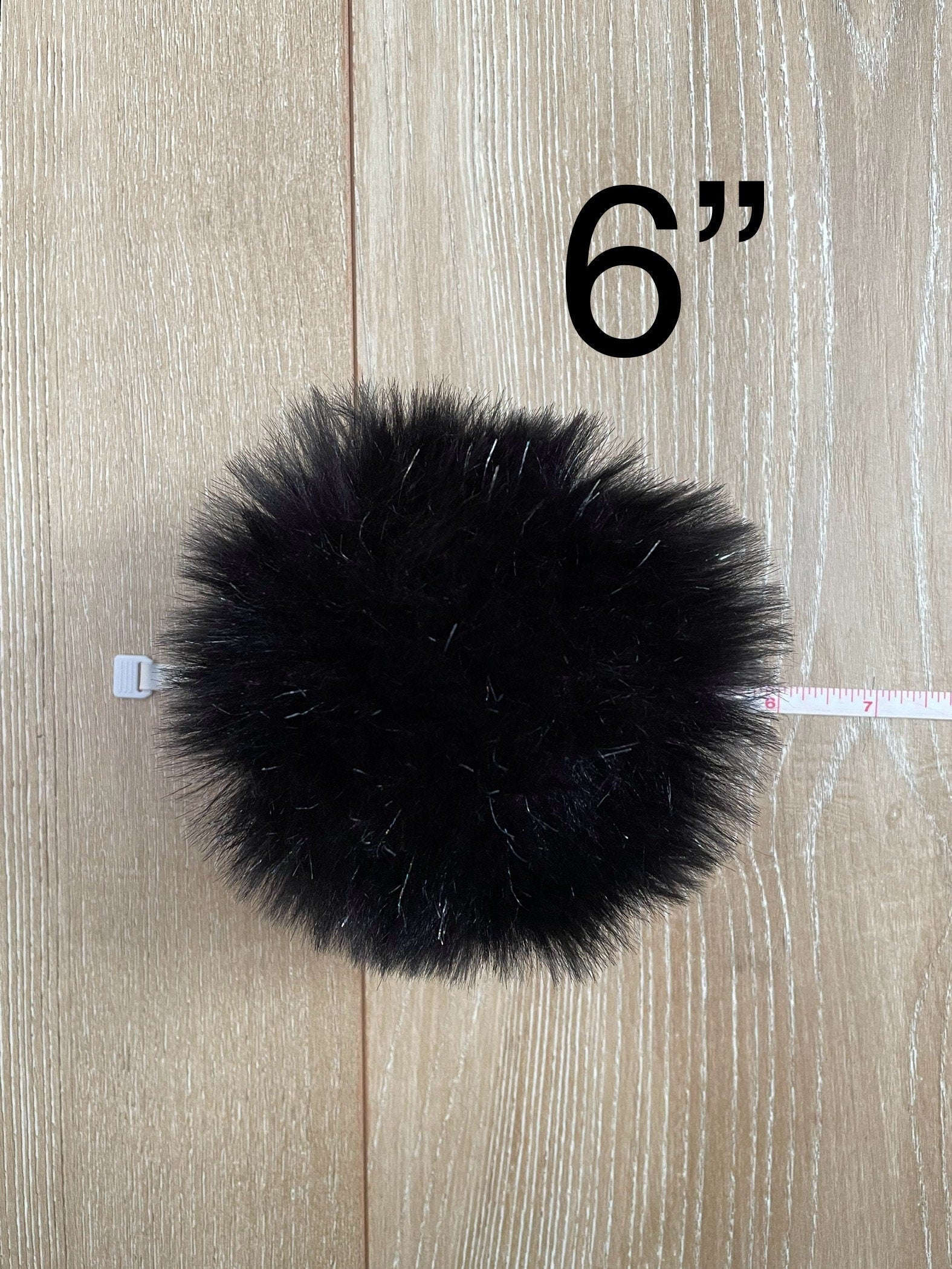Black faux fur tinsel pom