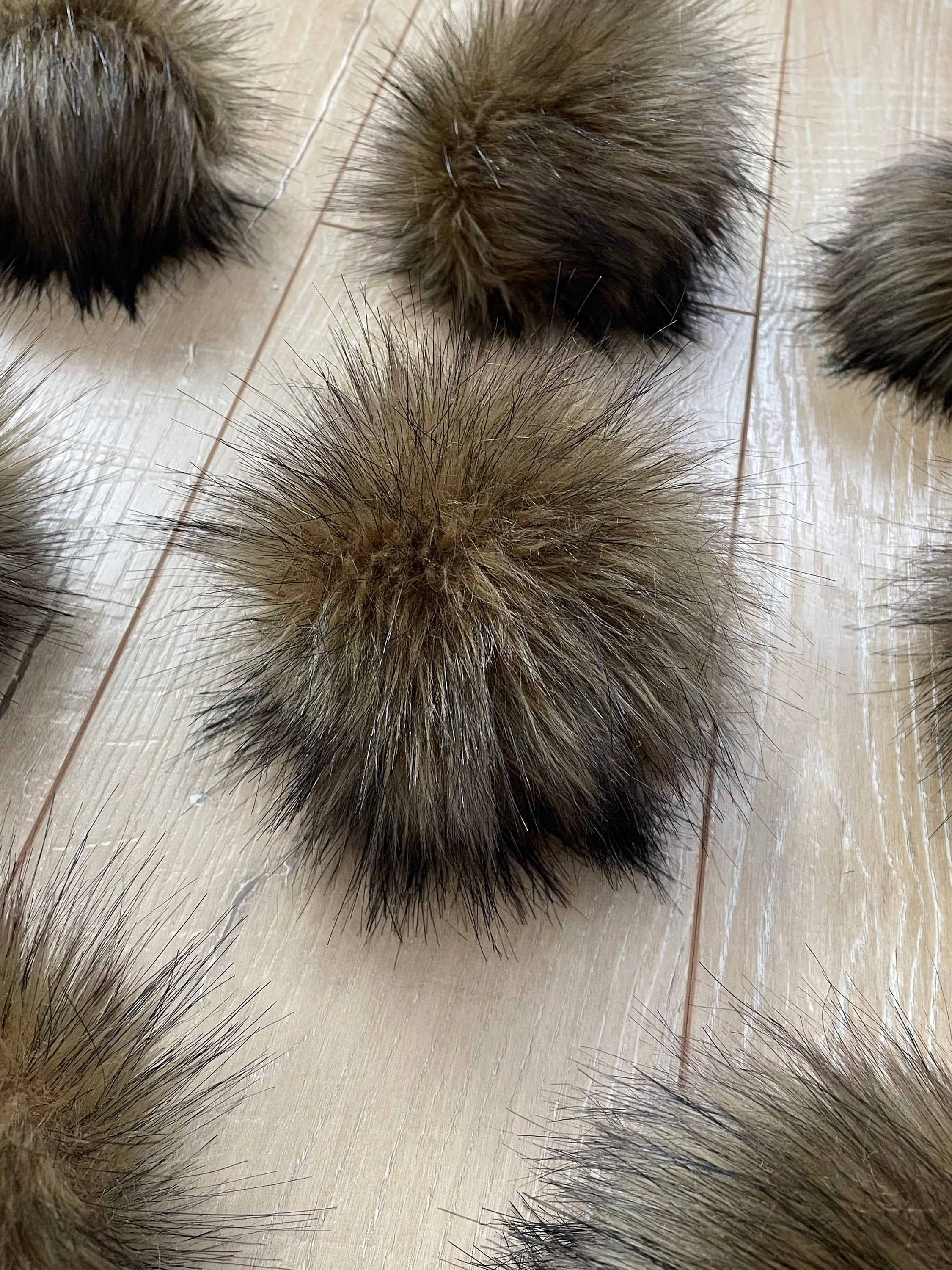 Coffee cake faux fur pom pom