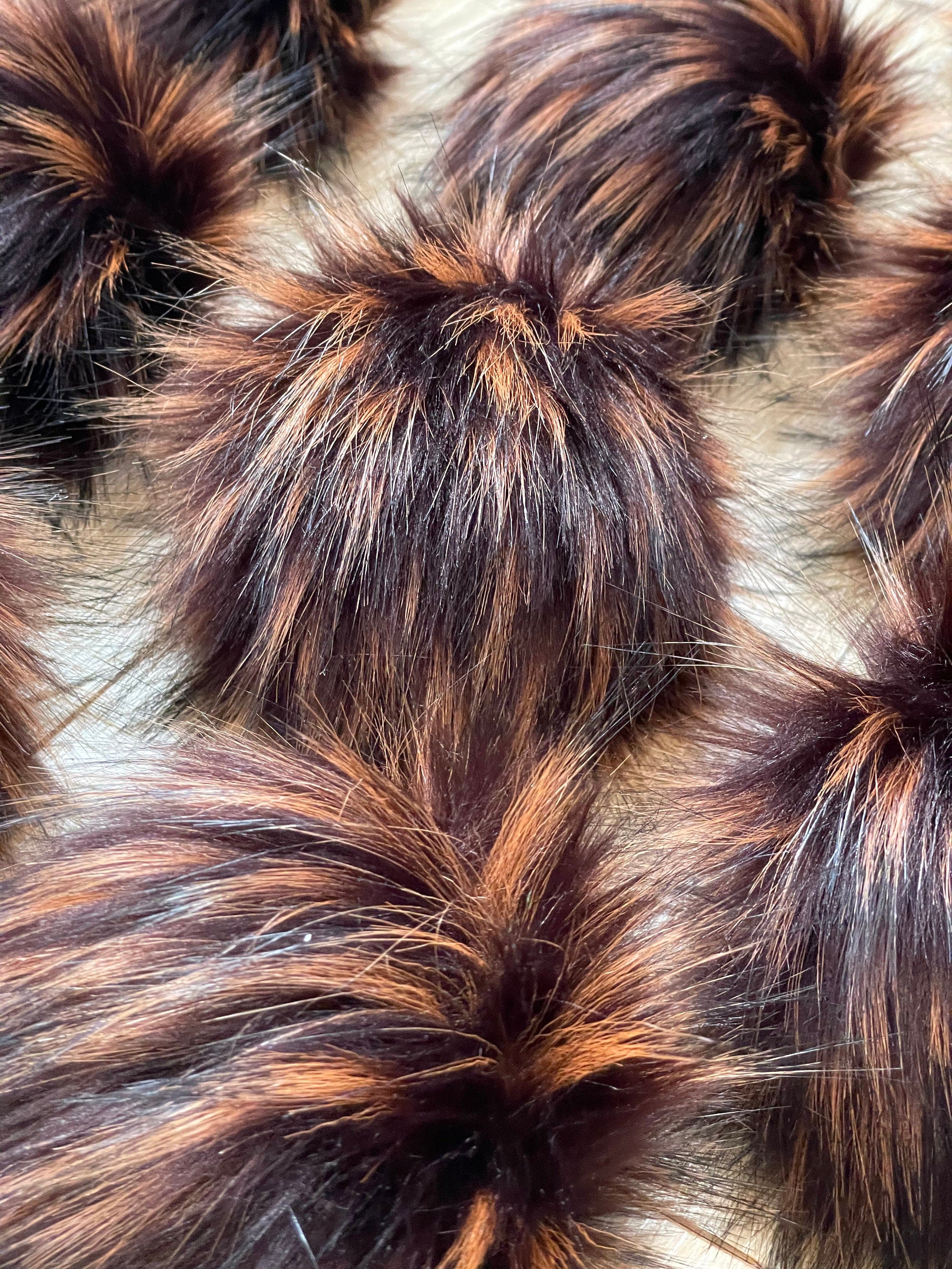 Toffee luxe faux fur pom pom