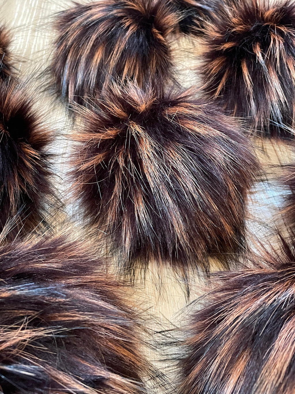 Toffee luxe faux fur pom pom