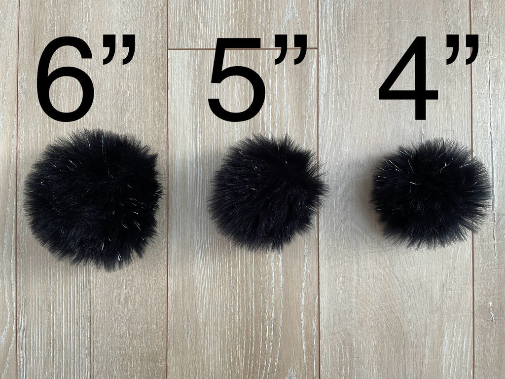 Black faux fur tinsel pom