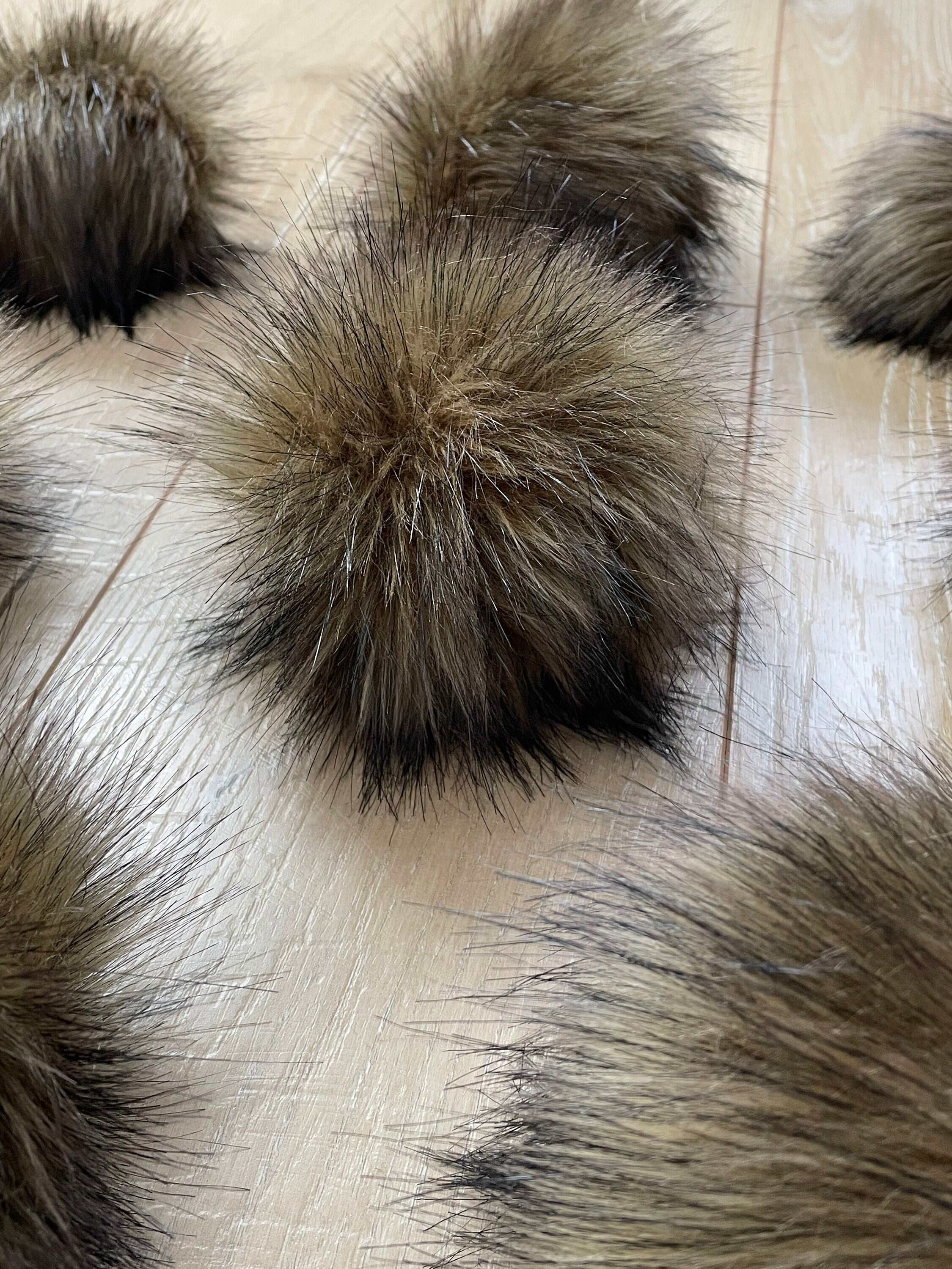 Coffee cake faux fur pom pom