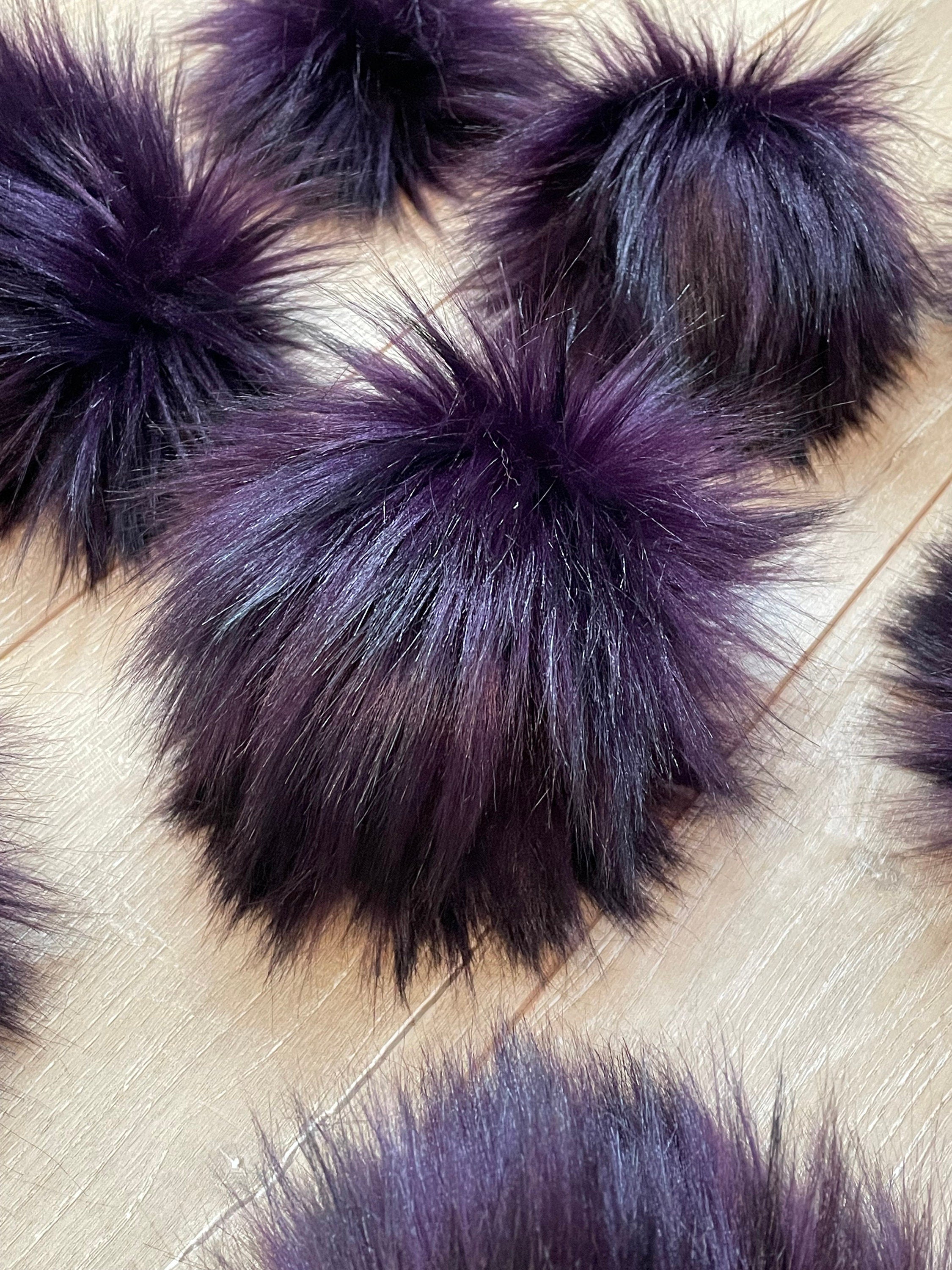 Black cherry faux fur pom pom
