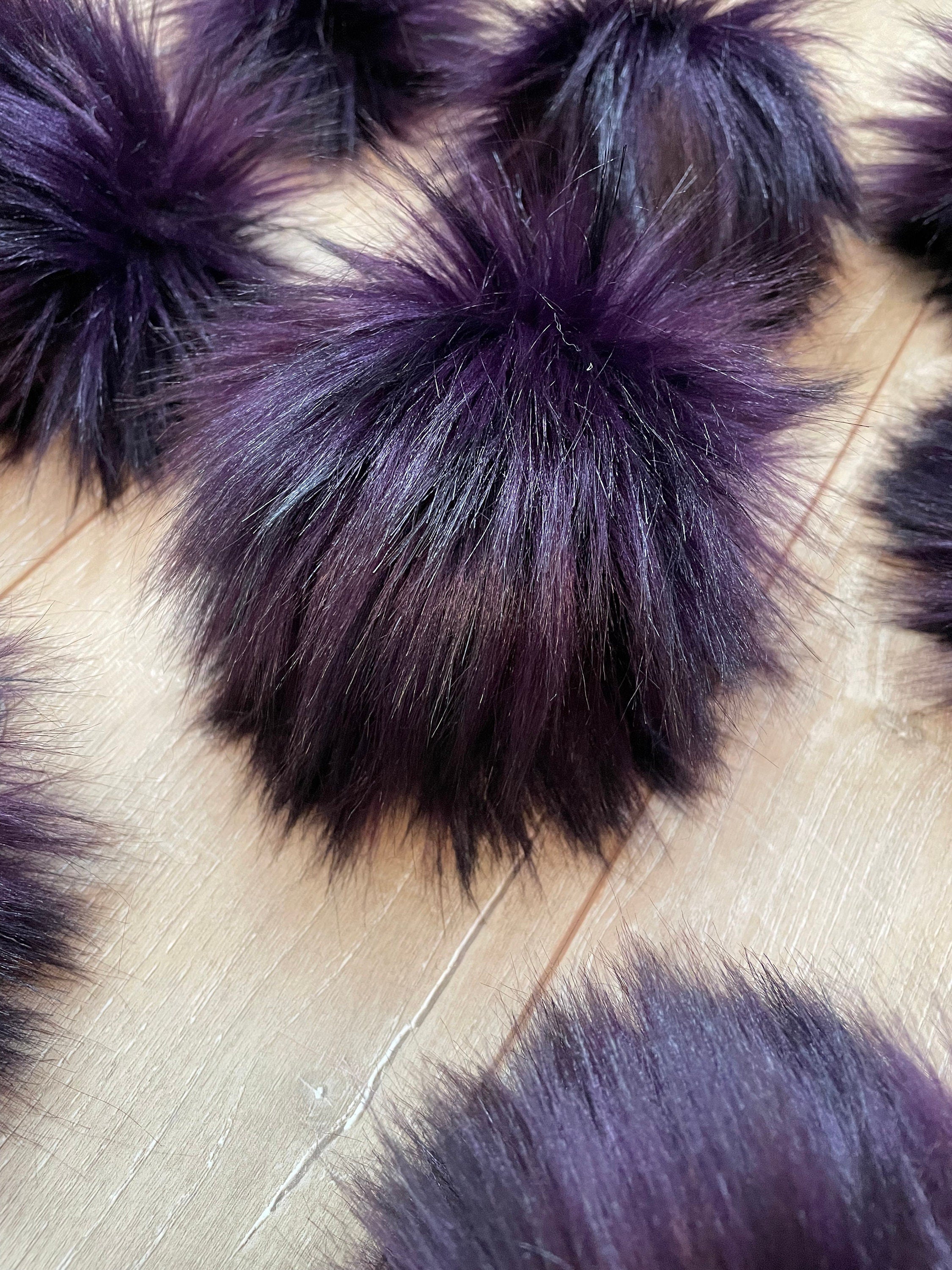 Black cherry faux fur pom pom