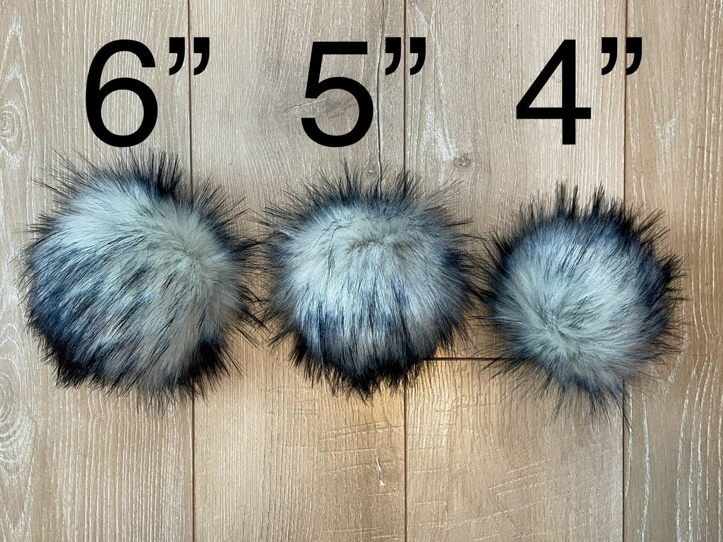 Navy tips luxe faux fur Pom