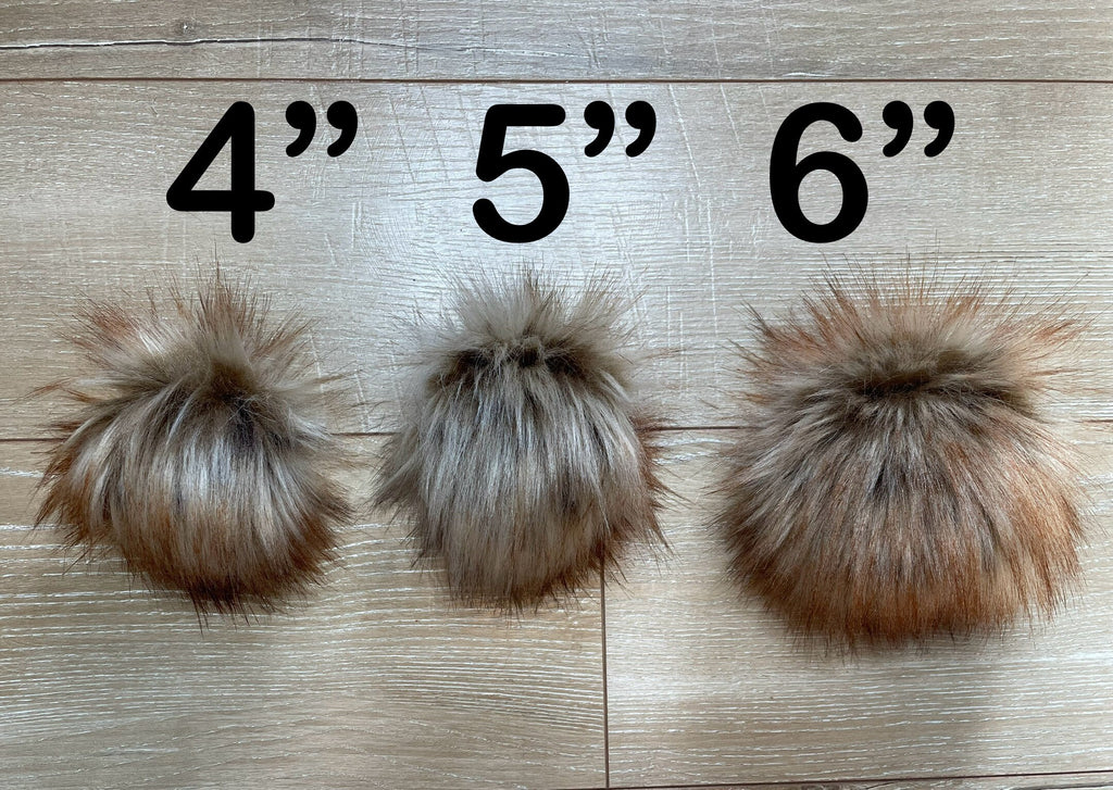 Red fox faux fur pom pom