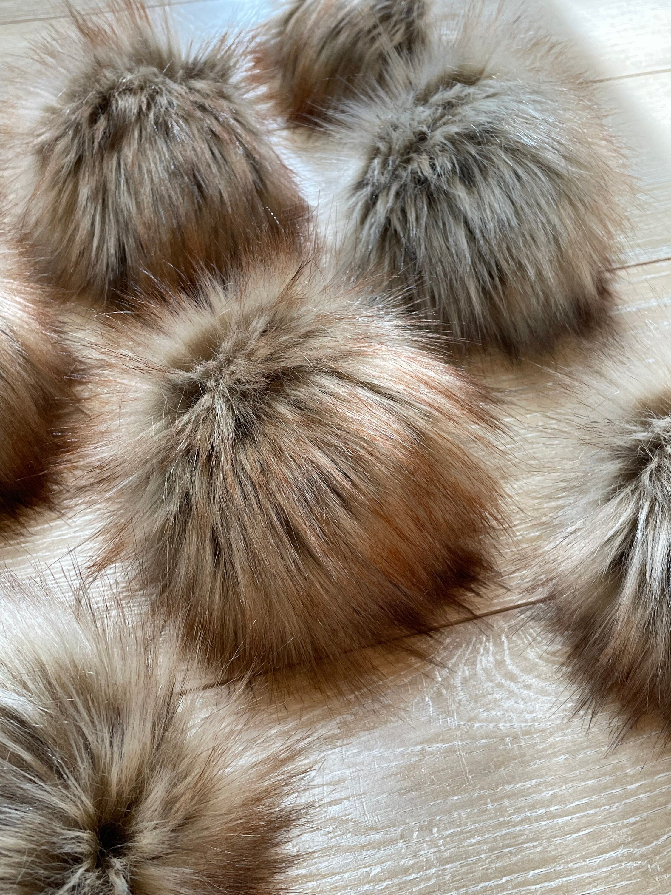 Red fox faux fur pom pom