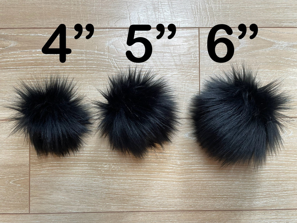 Black fluff faux fur pom pom