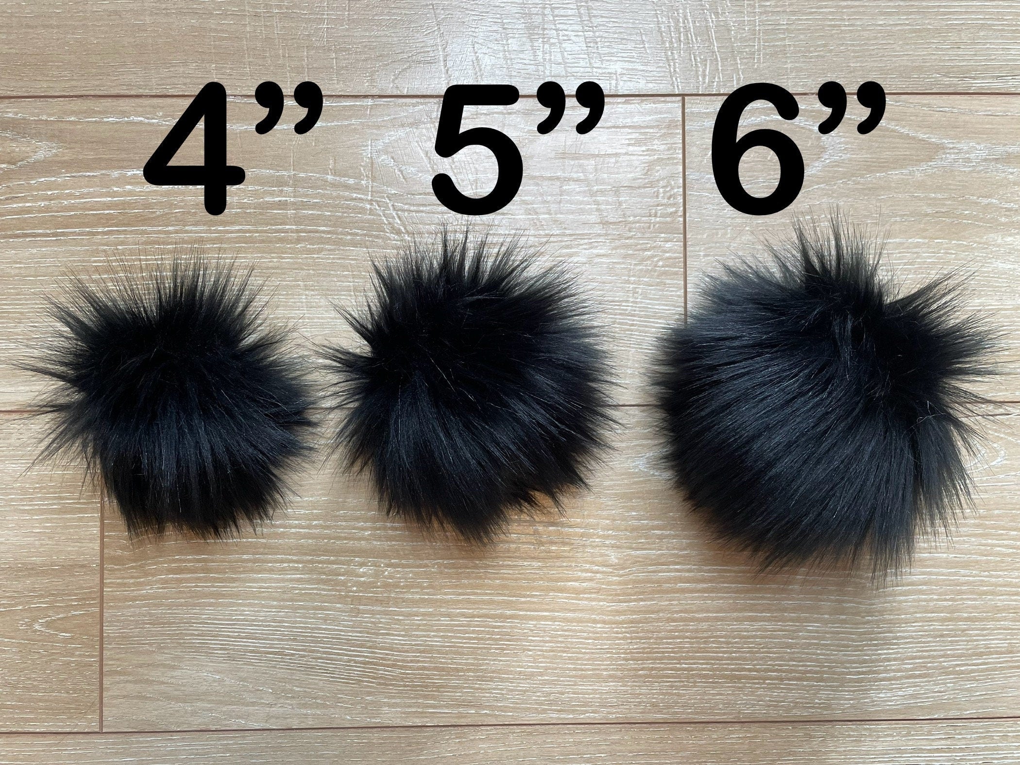 Black fluff faux fur pom pom