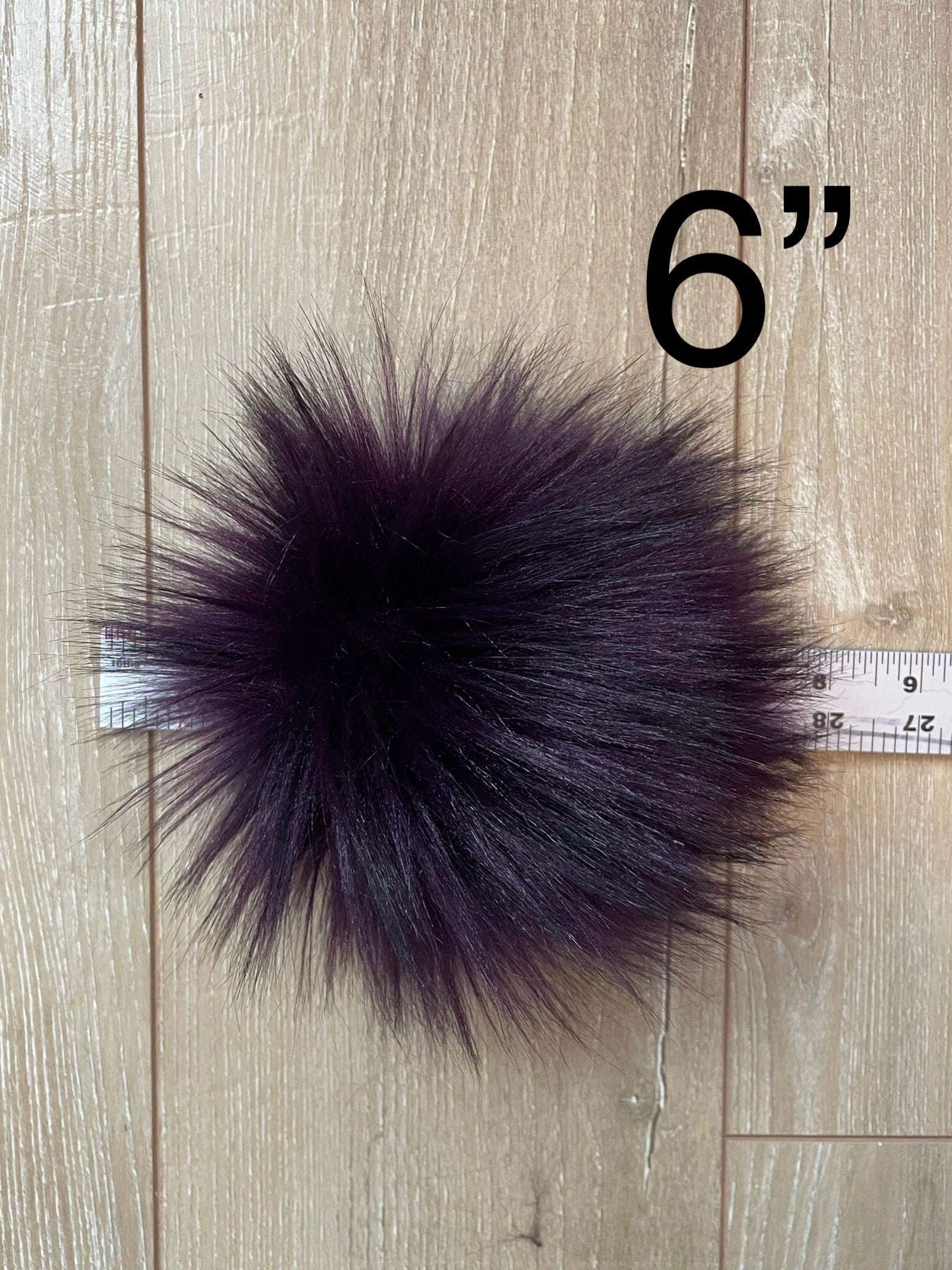 Black cherry faux fur pom pom