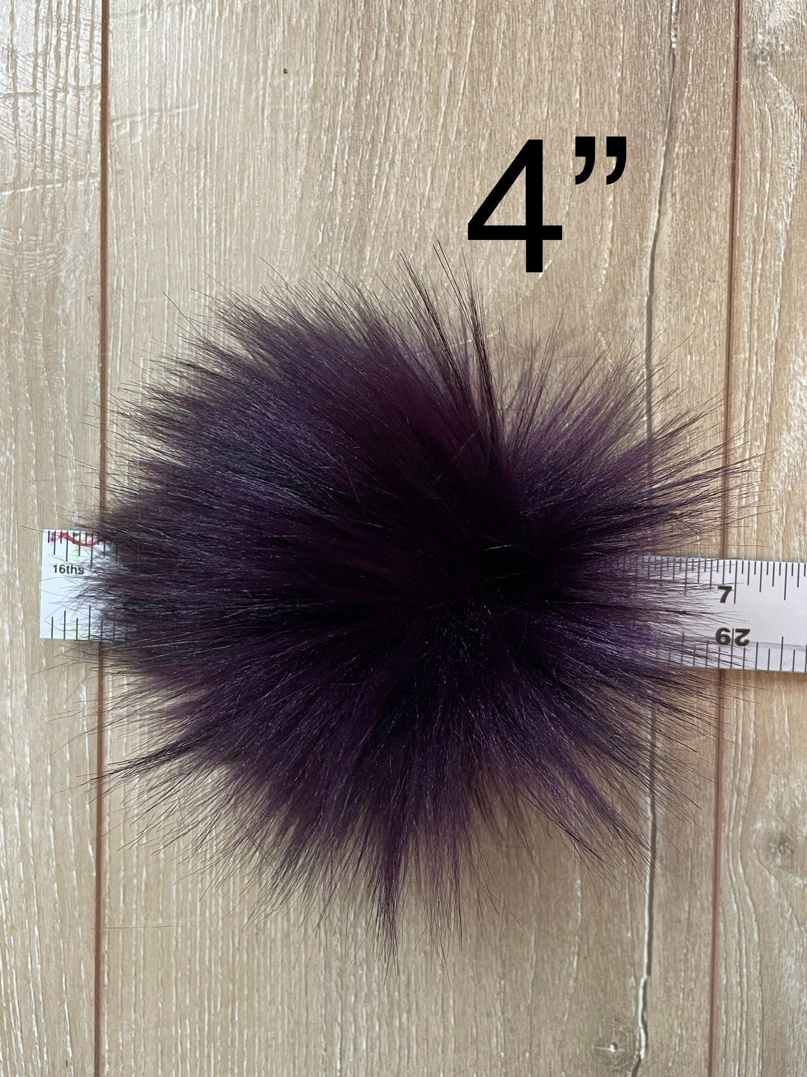 Black cherry faux fur pom pom