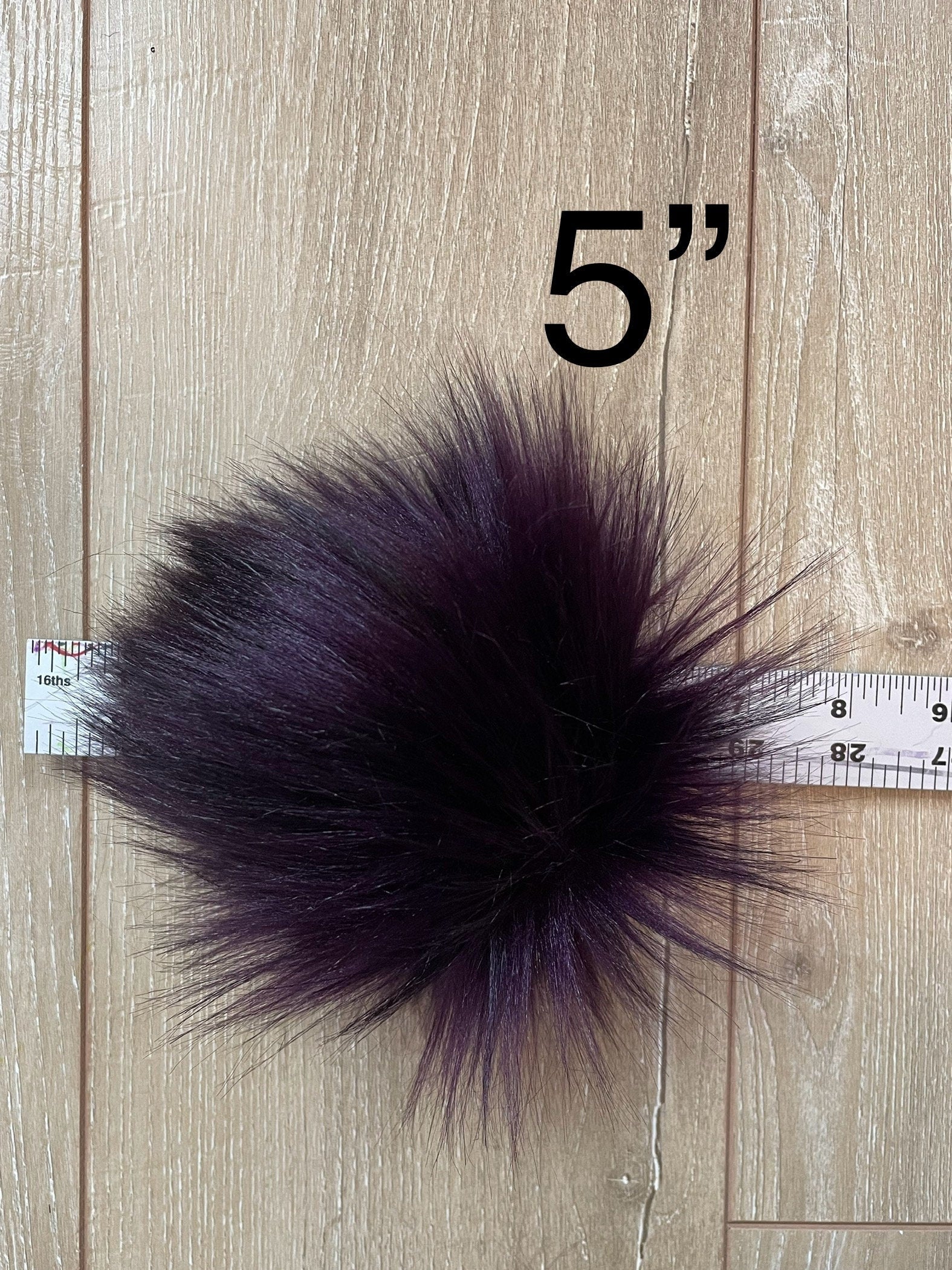 Black cherry faux fur pom pom