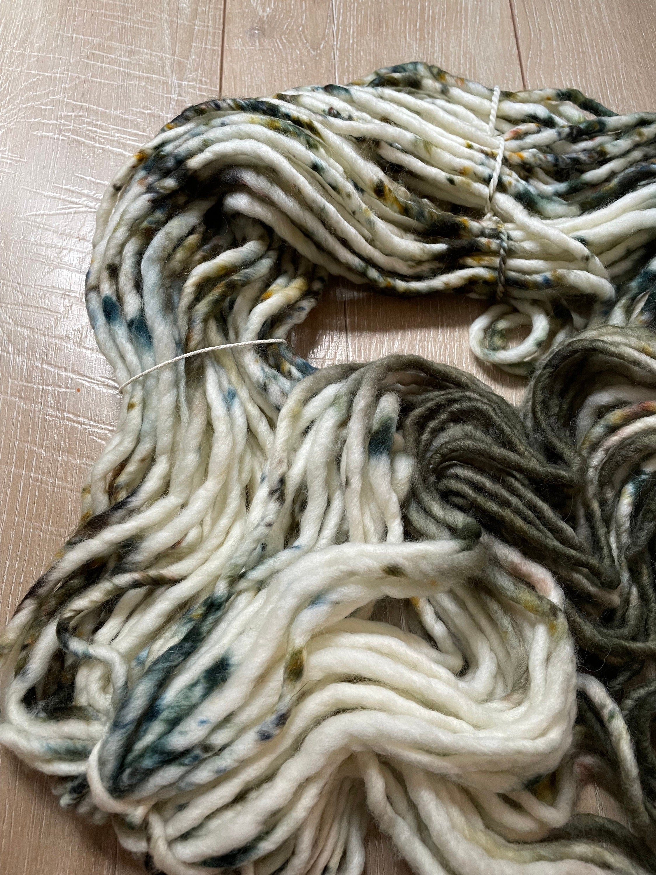 Olive juice hand dyed super bulky merino wool yarn