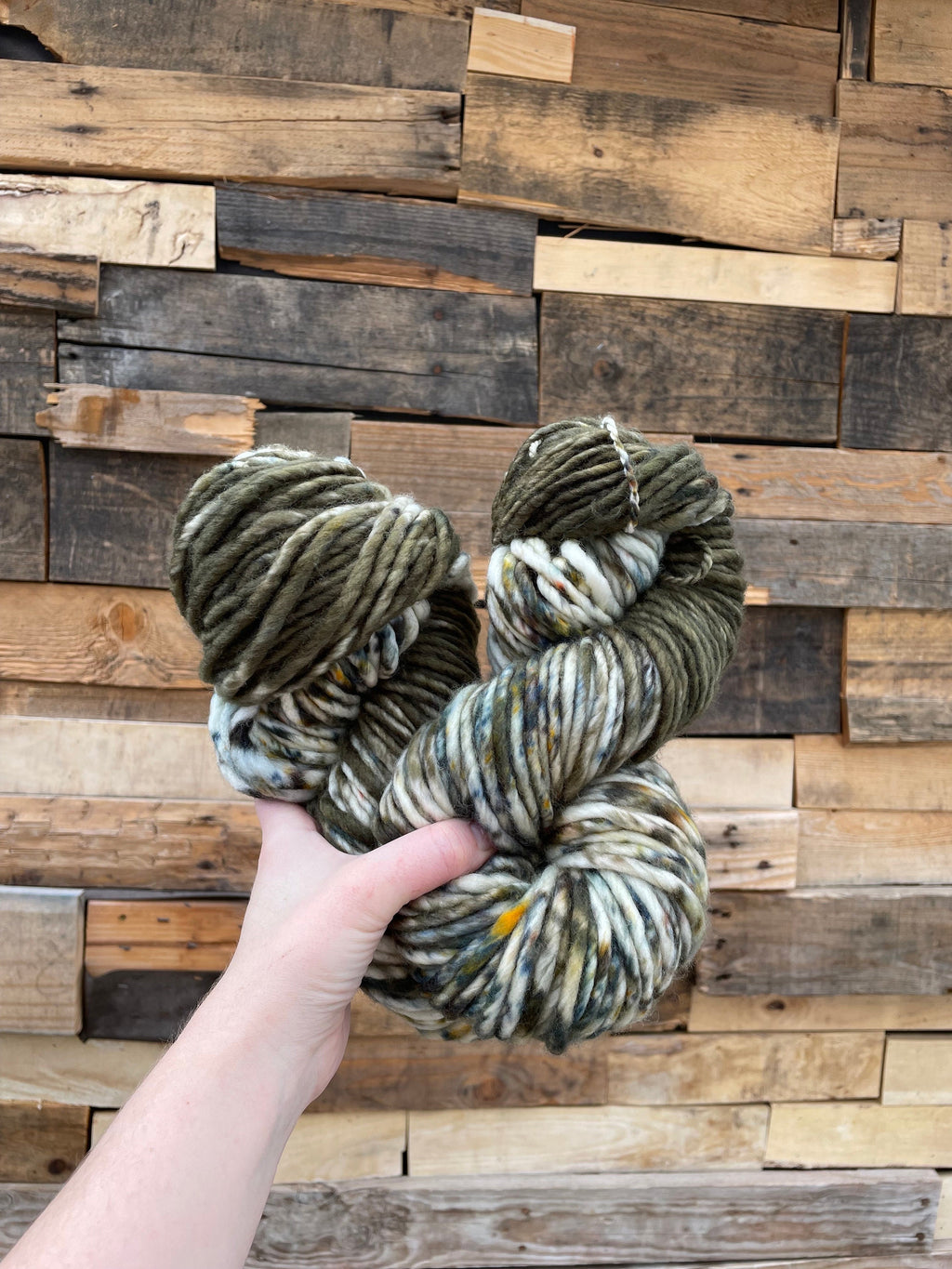 Olive juice hand dyed super bulky merino wool yarn