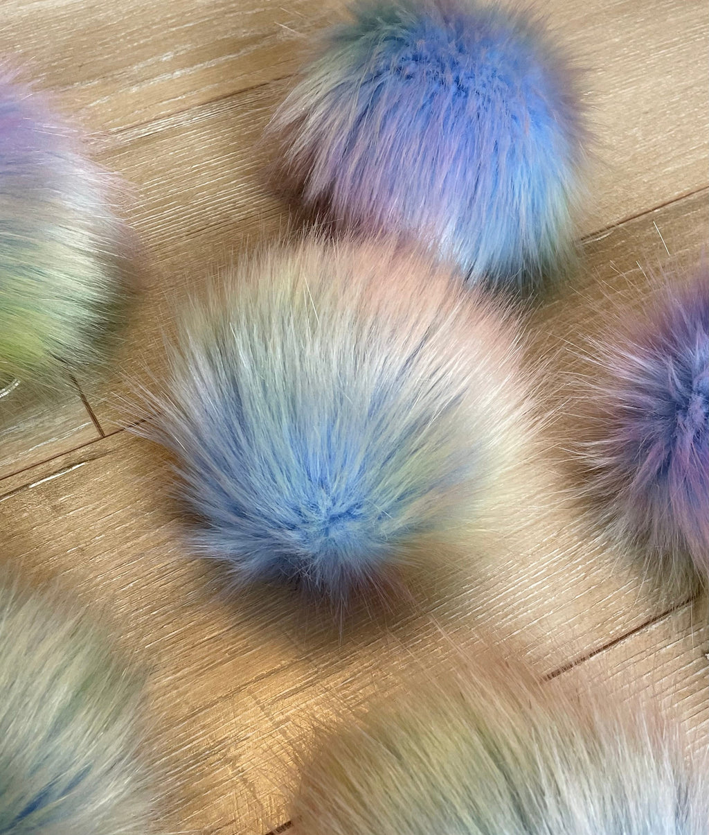 Opalescent luxe faux fur pom pom