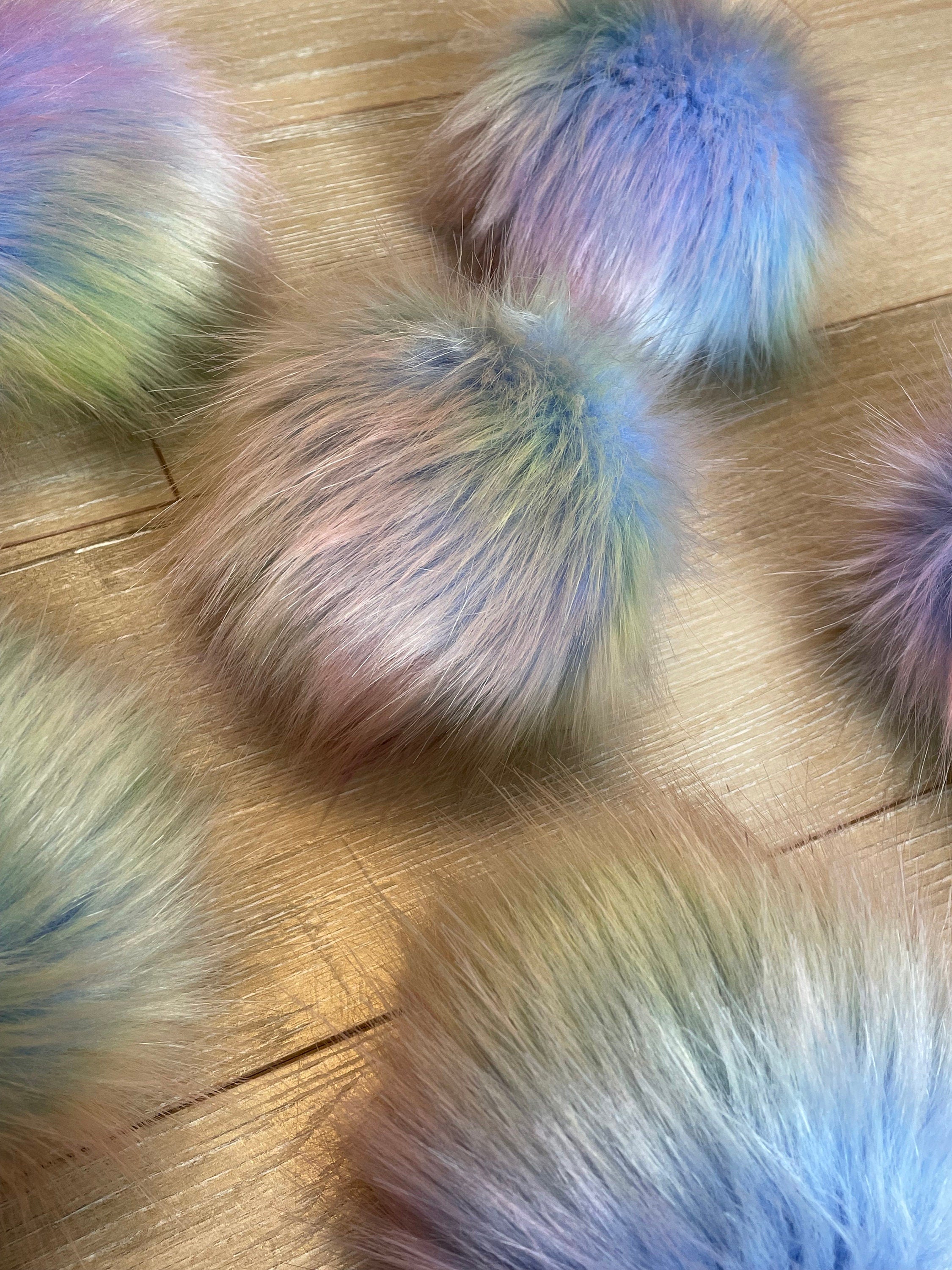 Opalescent luxe faux fur pom pom