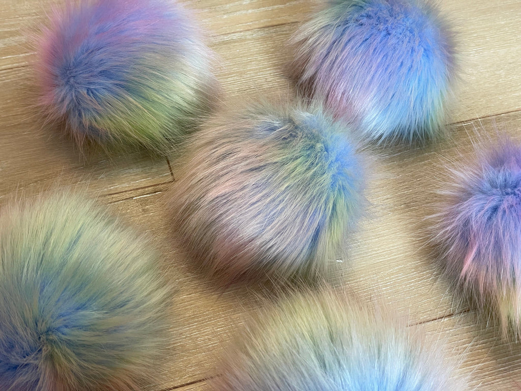Opalescent luxe faux fur pom pom