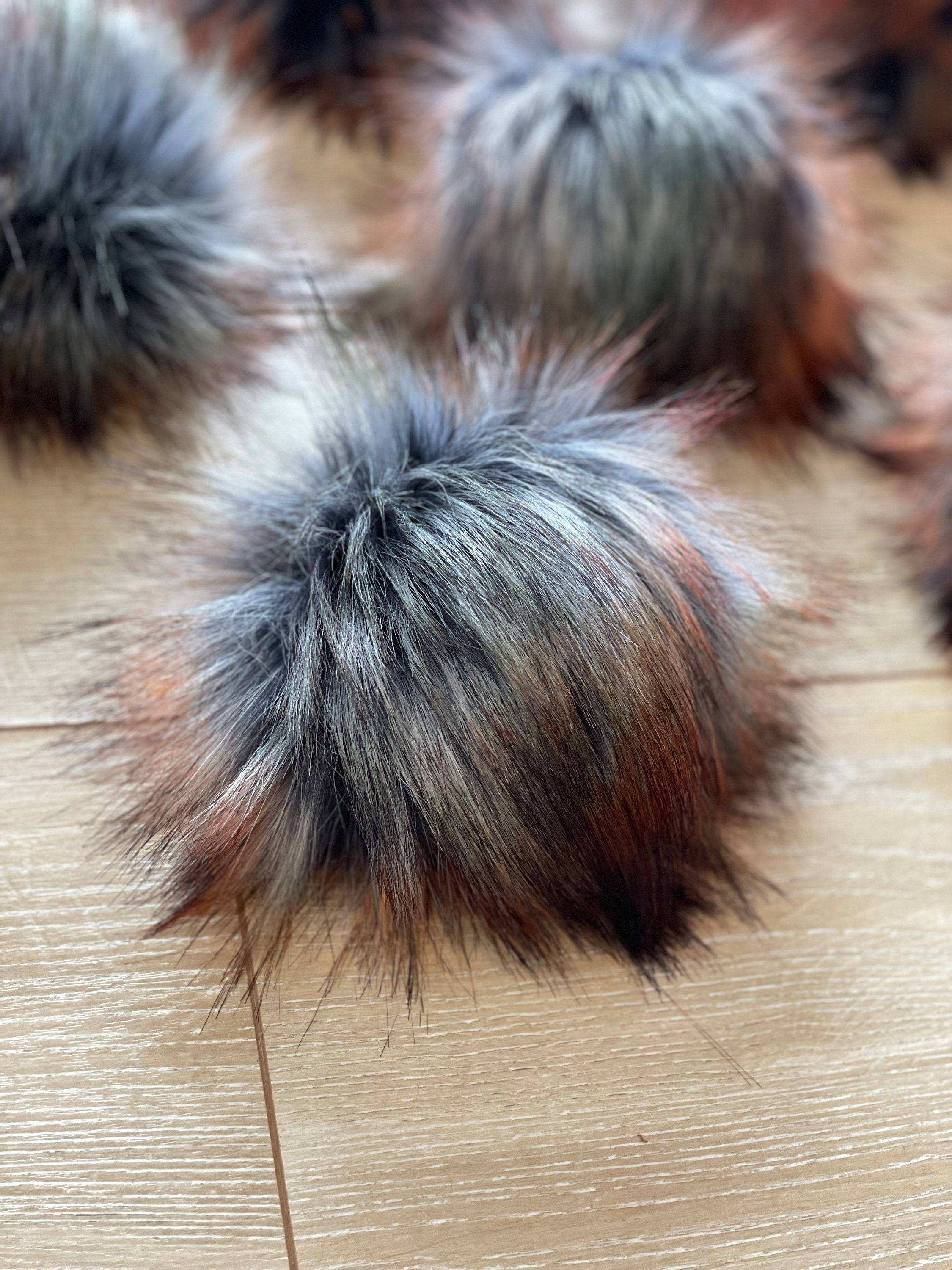 Stone luxe Pom, faux fur, small medium large, for knit and crochet beanies, toque topper, hat ball for winter spring fall autumn