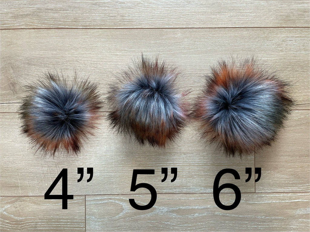 Stone luxe Pom, faux fur, small medium large, for knit and crochet beanies, toque topper, hat ball for winter spring fall autumn