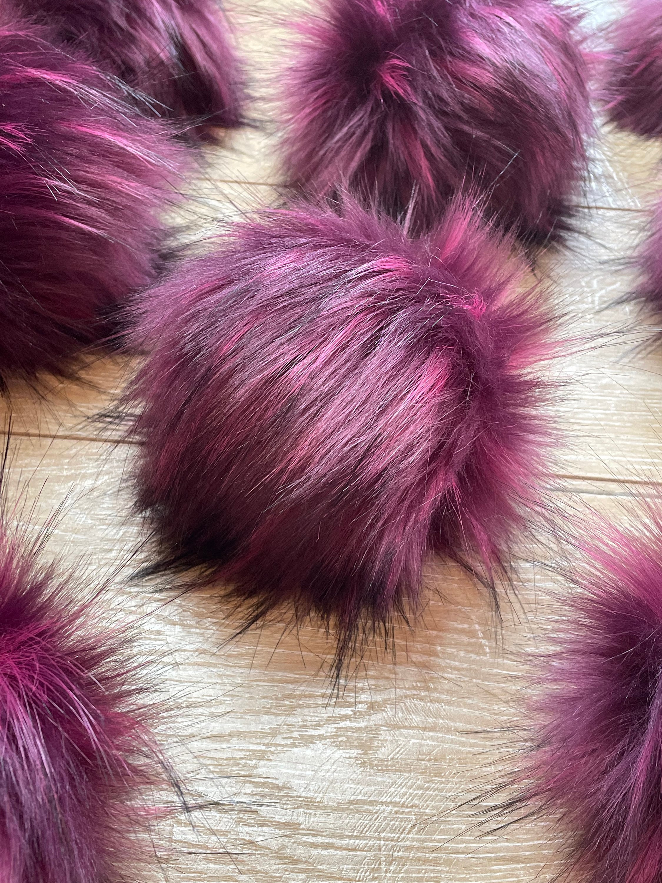 Raspberries faux fur pom pom