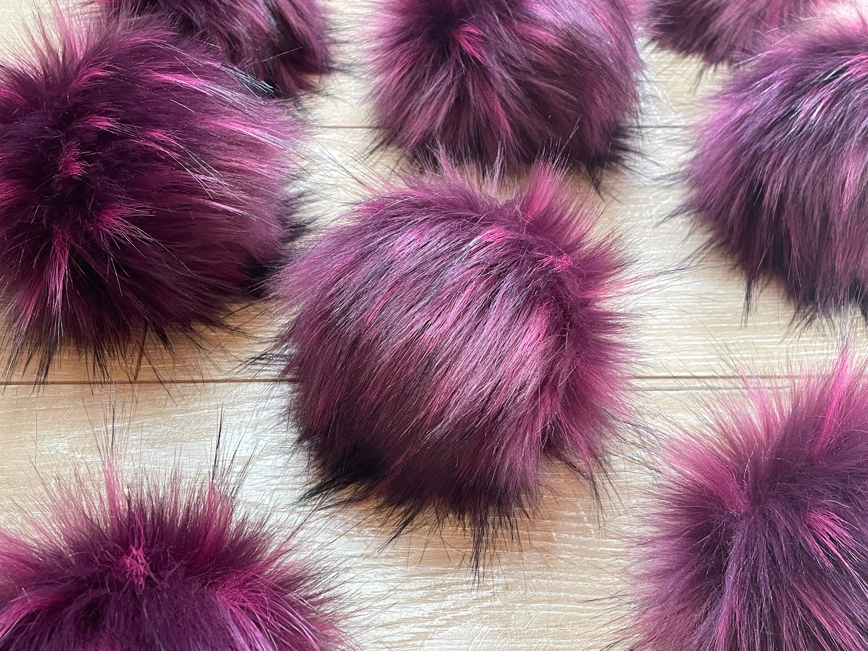 Raspberries faux fur pom pom