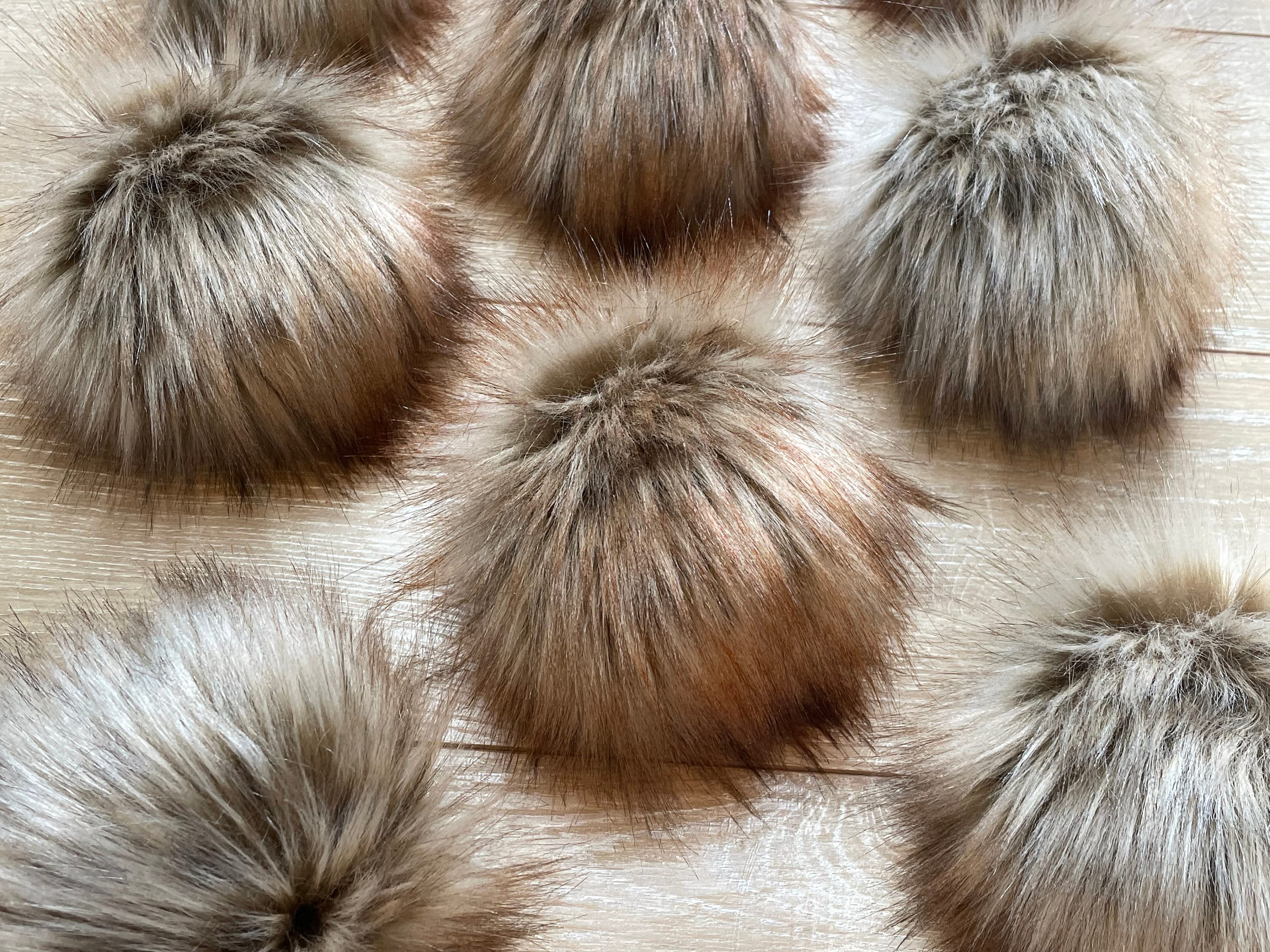 Red fox faux fur pom pom