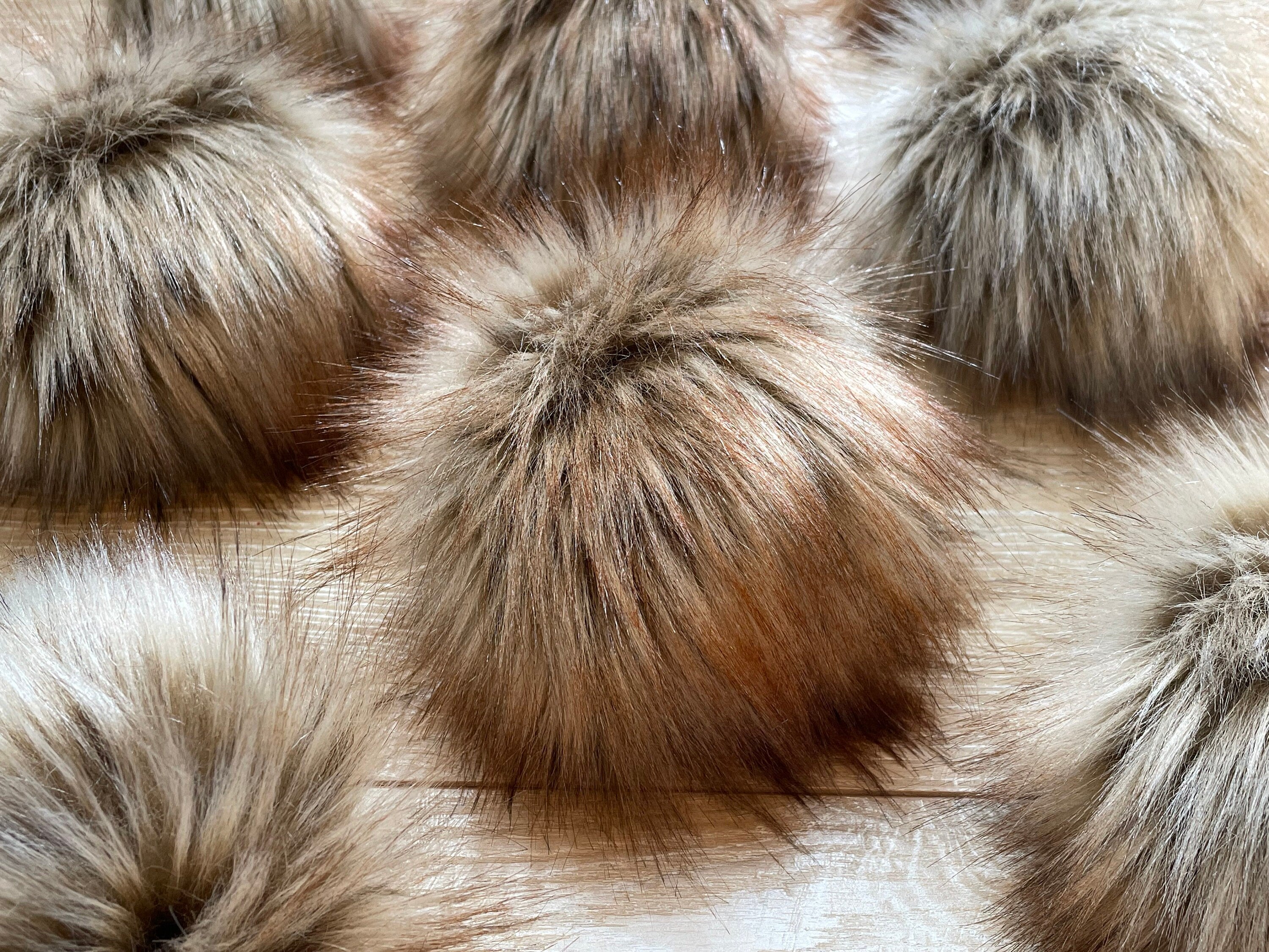 Red fox faux fur pom pom