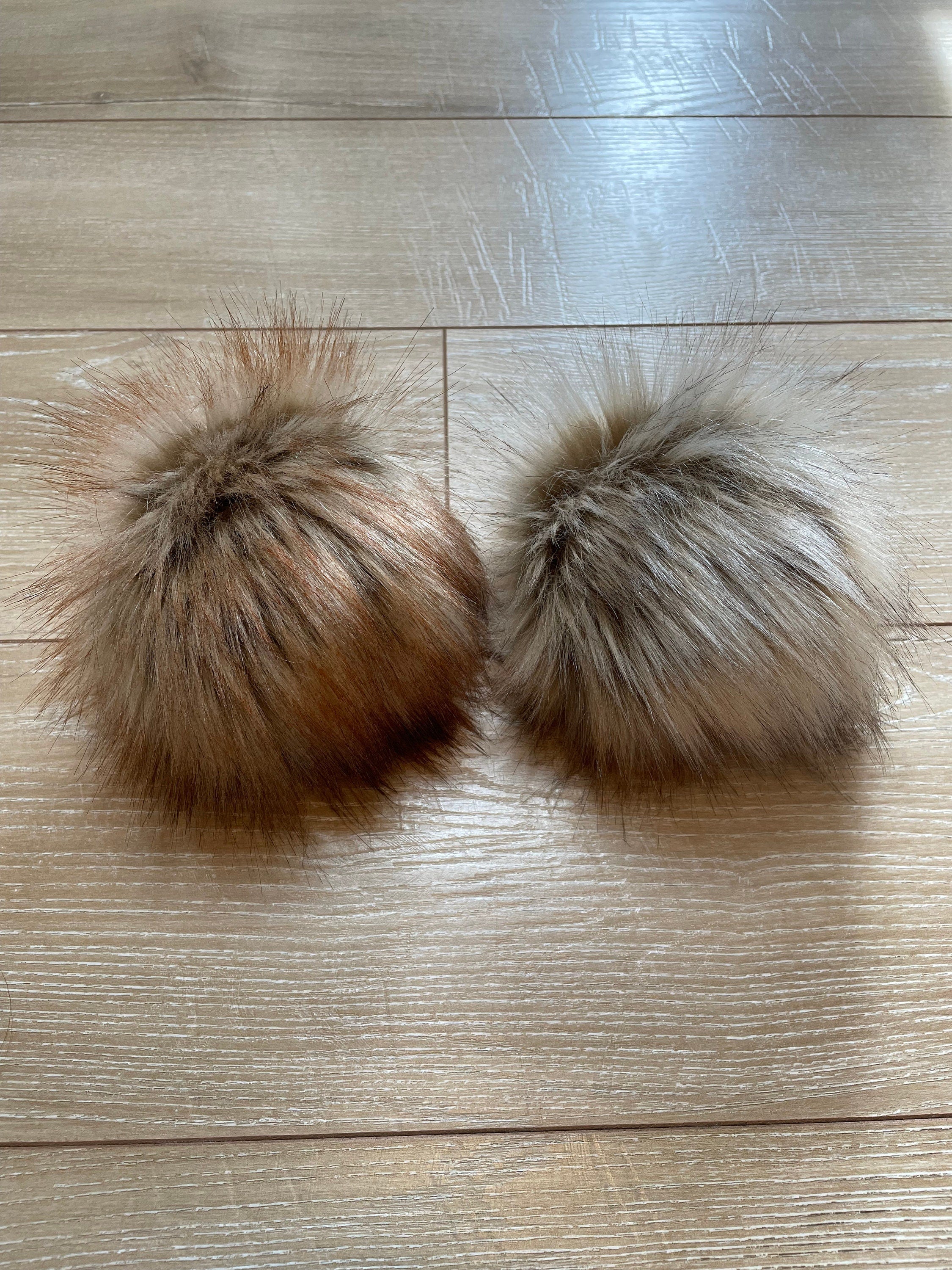 Red fox faux fur pom pom