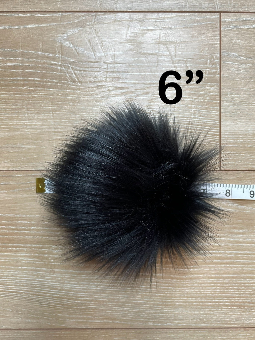 Black fluff faux fur pom pom