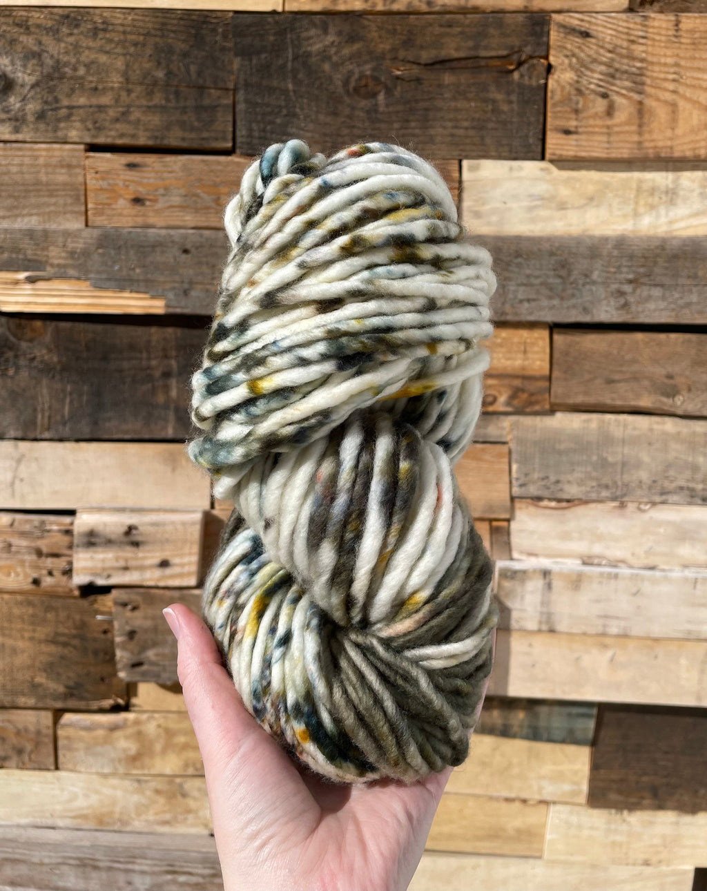 Olive juice hand dyed super bulky merino wool yarn