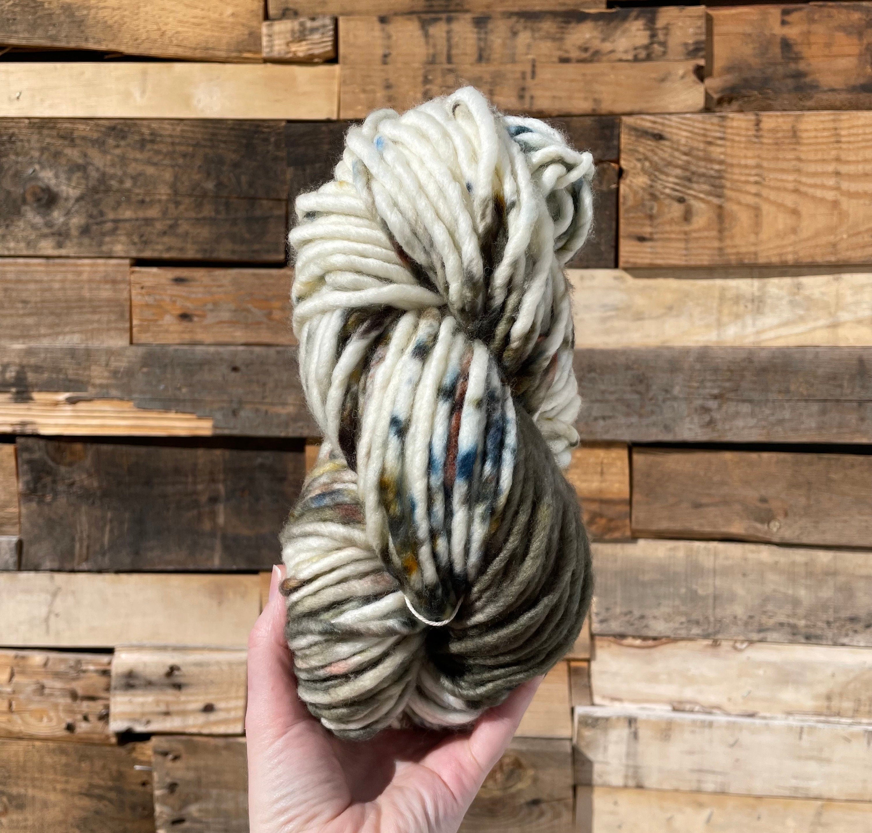 Olive juice hand dyed super bulky merino wool yarn