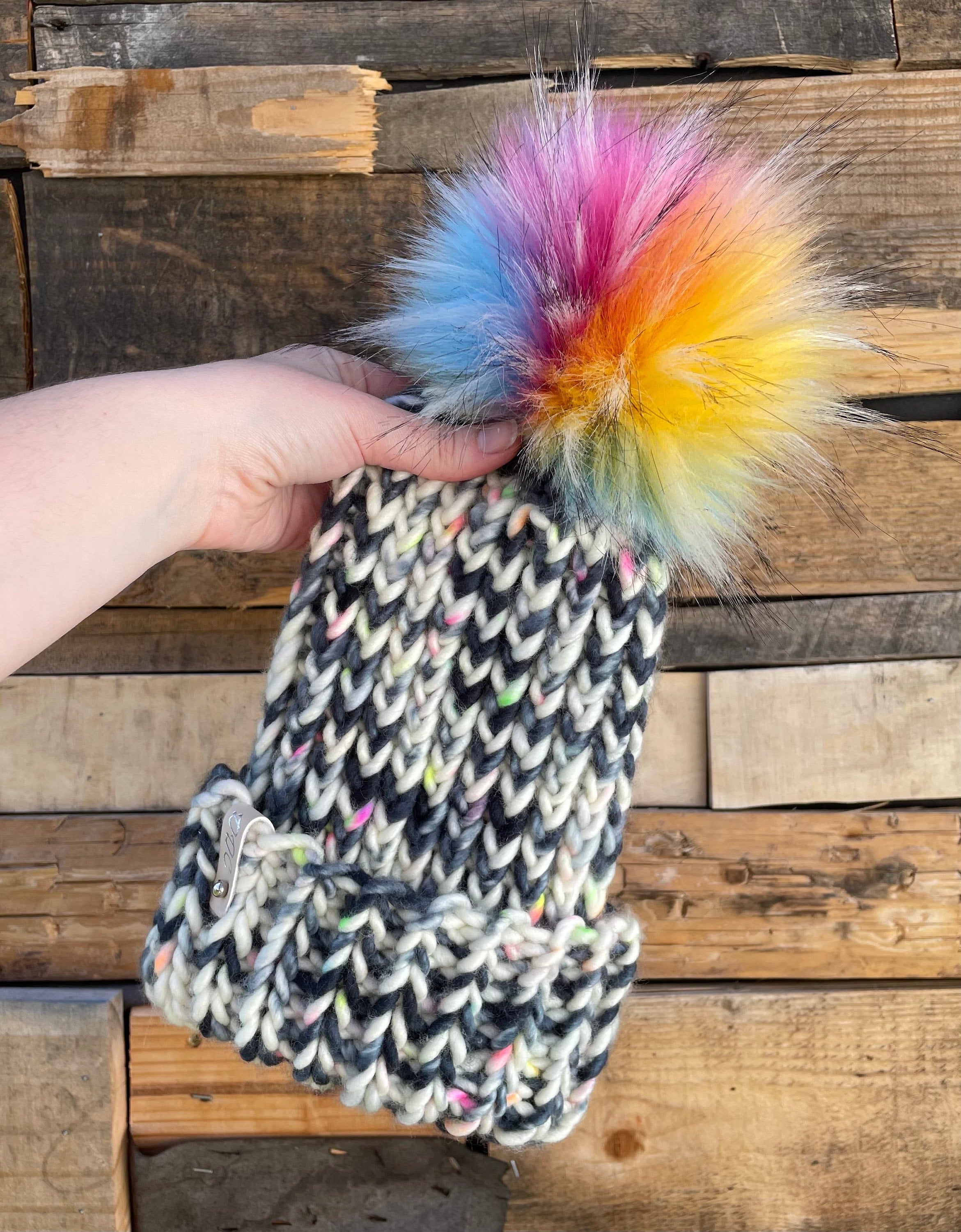 Black neon multi color Knit luxury beanie