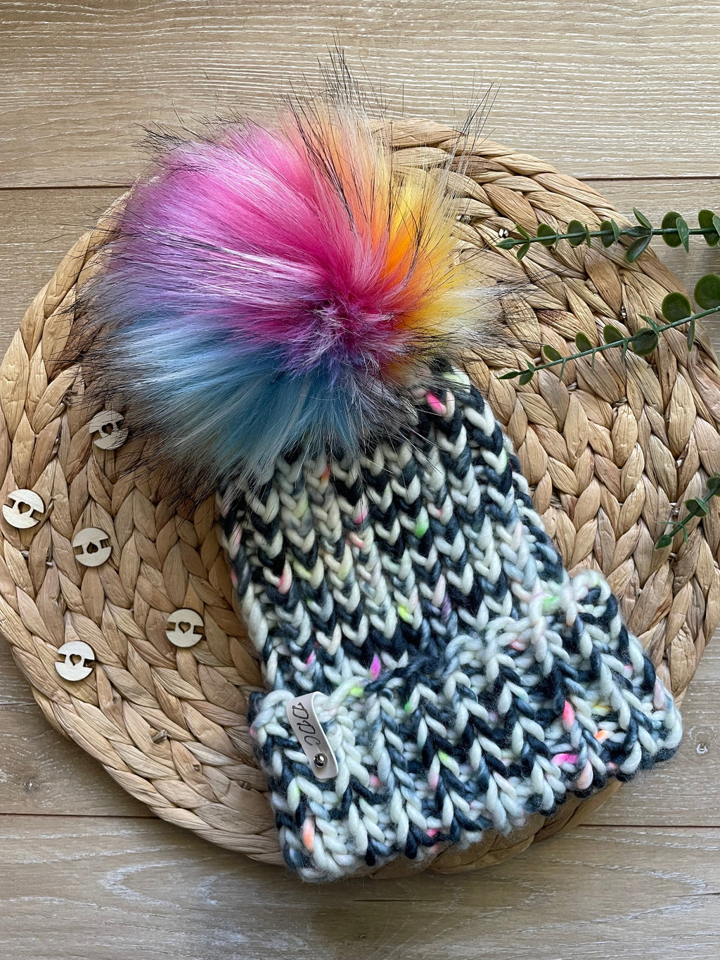 Black neon multi color Knit luxury beanie